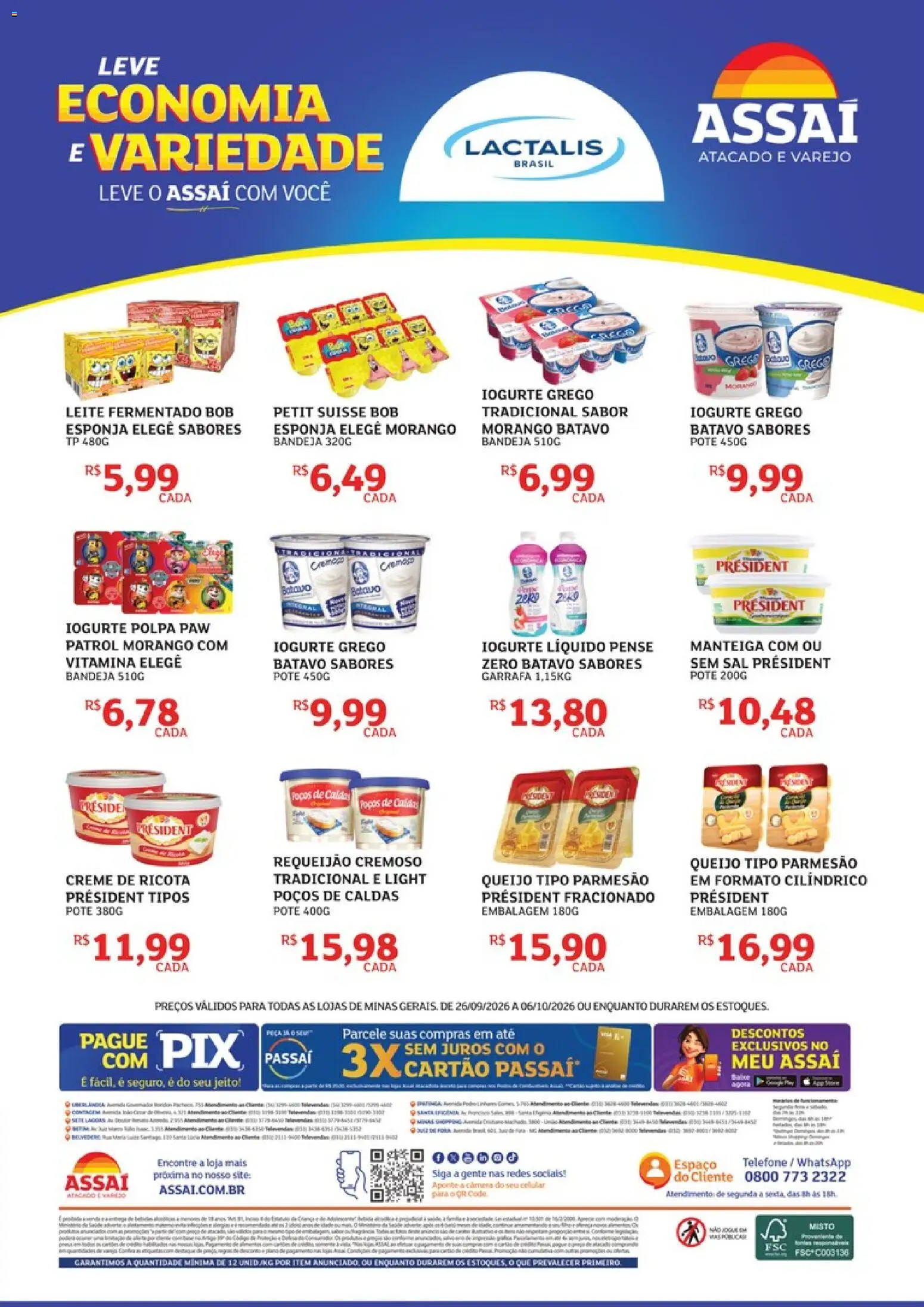 Assaí Atacadista Folheto - válido de 26/09/2026 | Página: 2 | Produtos: Queijo, Iogurte, Bandeja, Sal