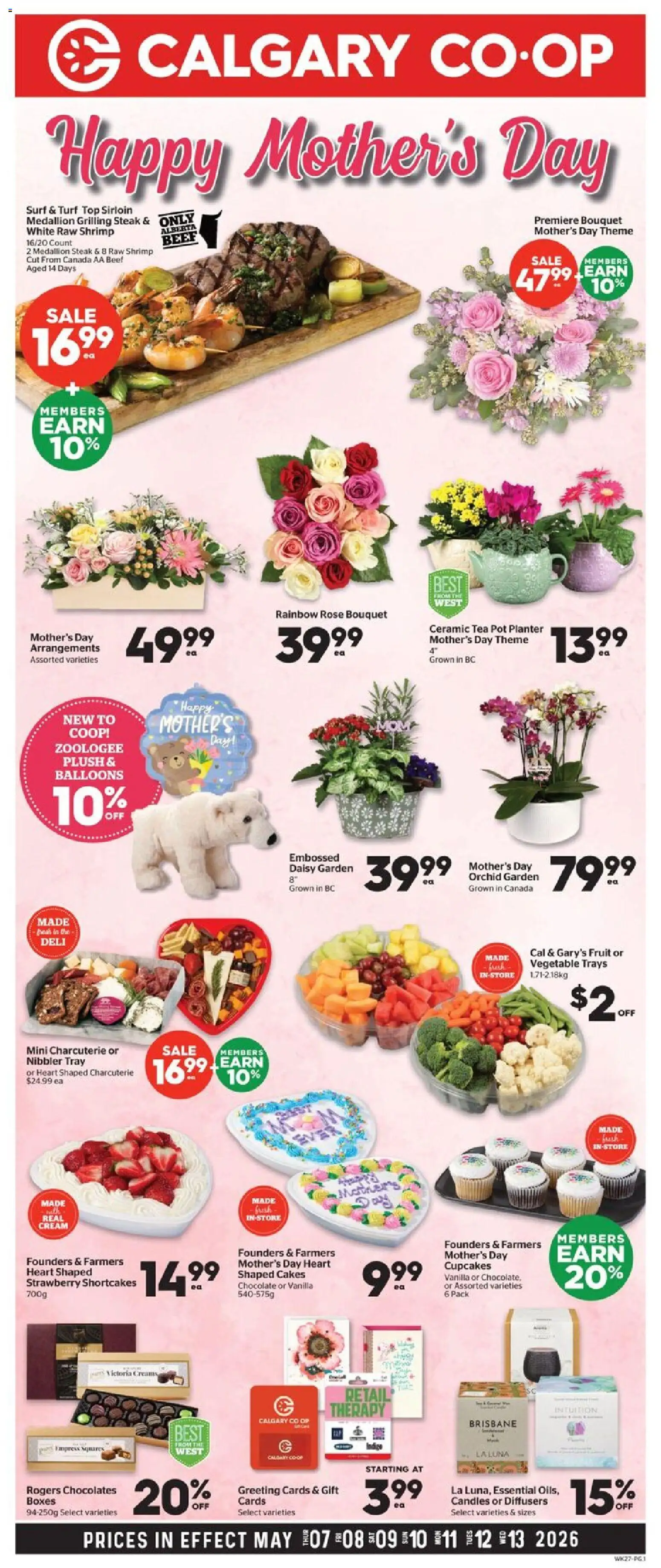 Calgary Co-op flyer valid from 07.05.2026 | Page: 1 | Products: Tea, Beef, Cream, Chocolate