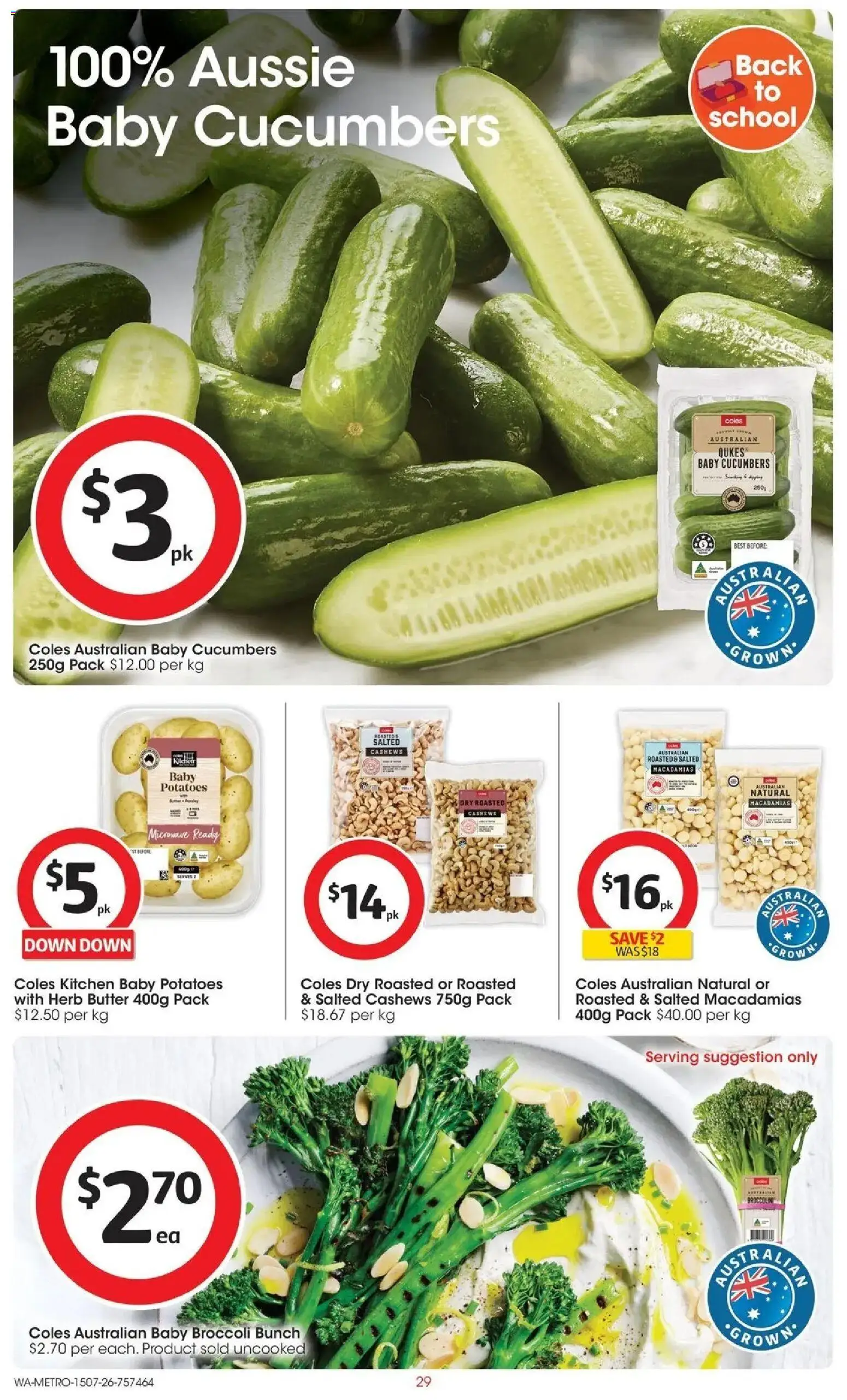 Coles catalogue - valid from 15/07/2026 | Page: 29 | Products: Broccoli, Cucumbers, Potatoes, Microwave