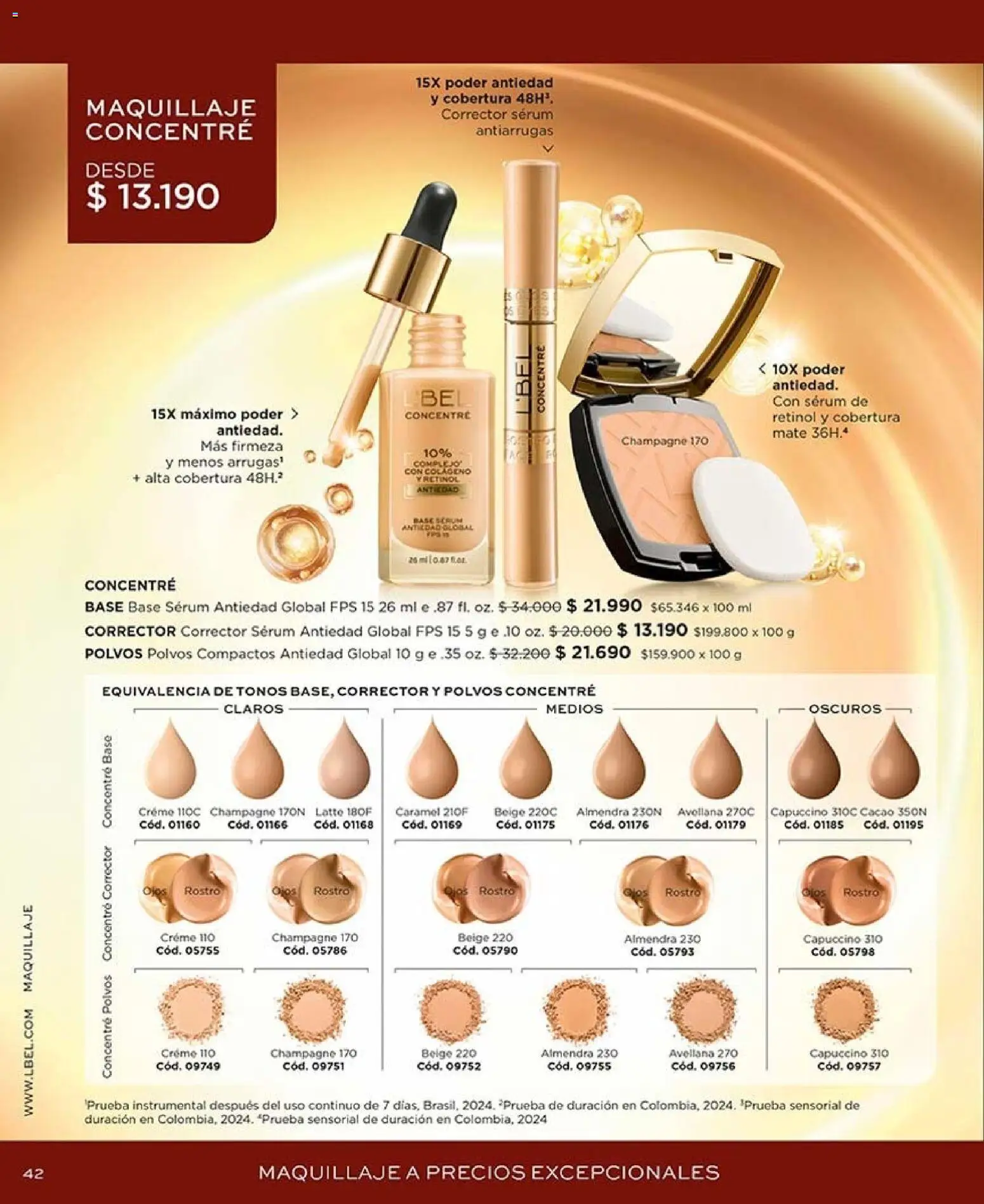 Catálogo L'Bel Campaña 15 │ válido desde el 06.09.2026 | Página: 42 | Productos: Cacao, Corrector, Base, Serum