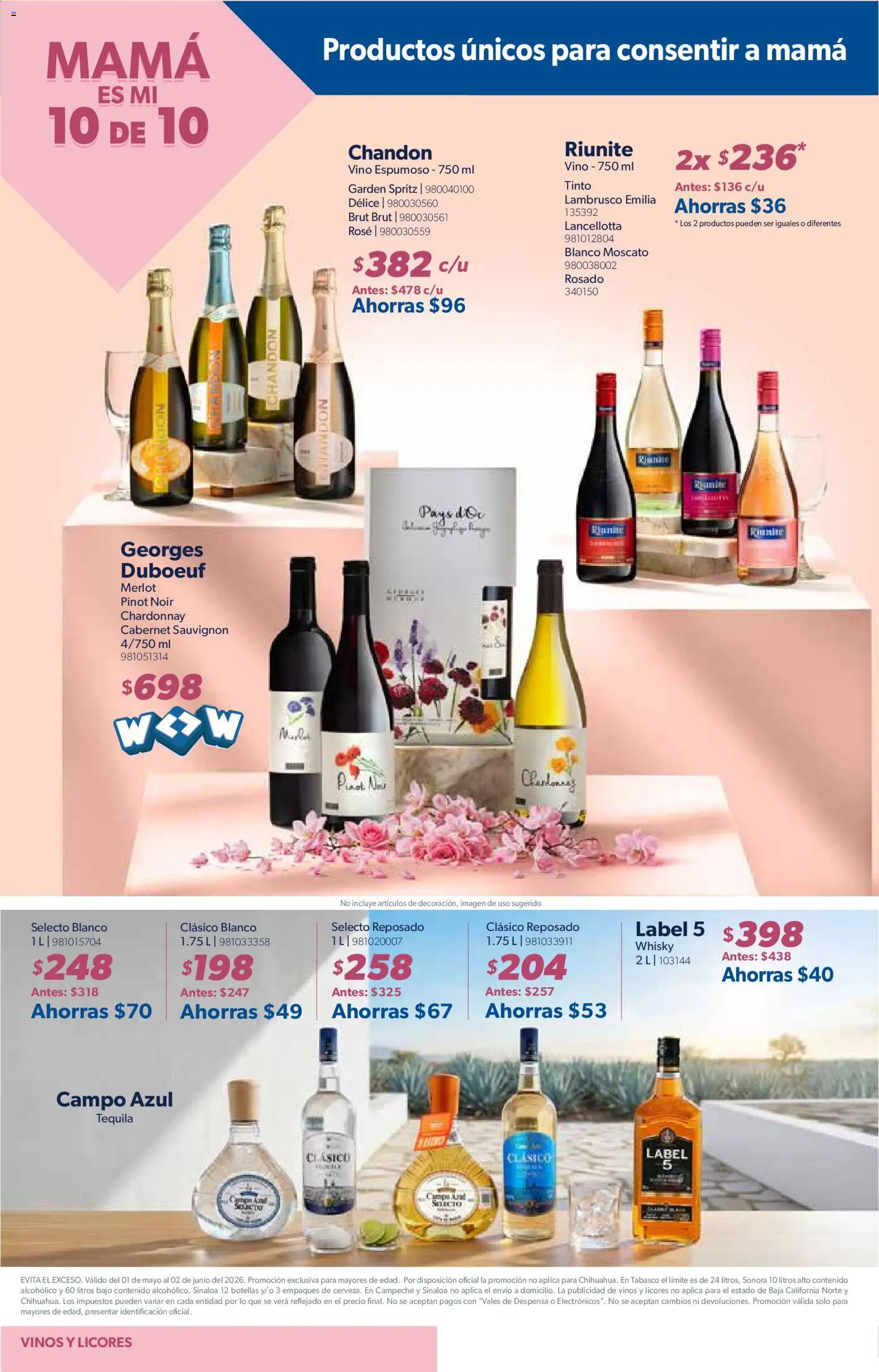 Nuevas ofertas de Sam's Club válidas en toda la República Mexicana desde el 01.05.2026. ¡Encuentra las mejores ofertas en Sam's Club catálogo! | Página: 8 | Productos: Tequila, Vino, Despensa, Whisky