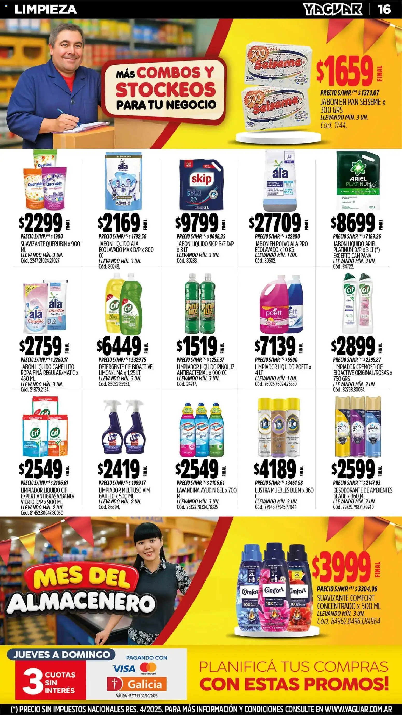 Yaguar catálogo │ válido desde el 31/08/2026 | Página: 16 | Productos: Desodorante, Jabón en polvo, Pan, Suavizante