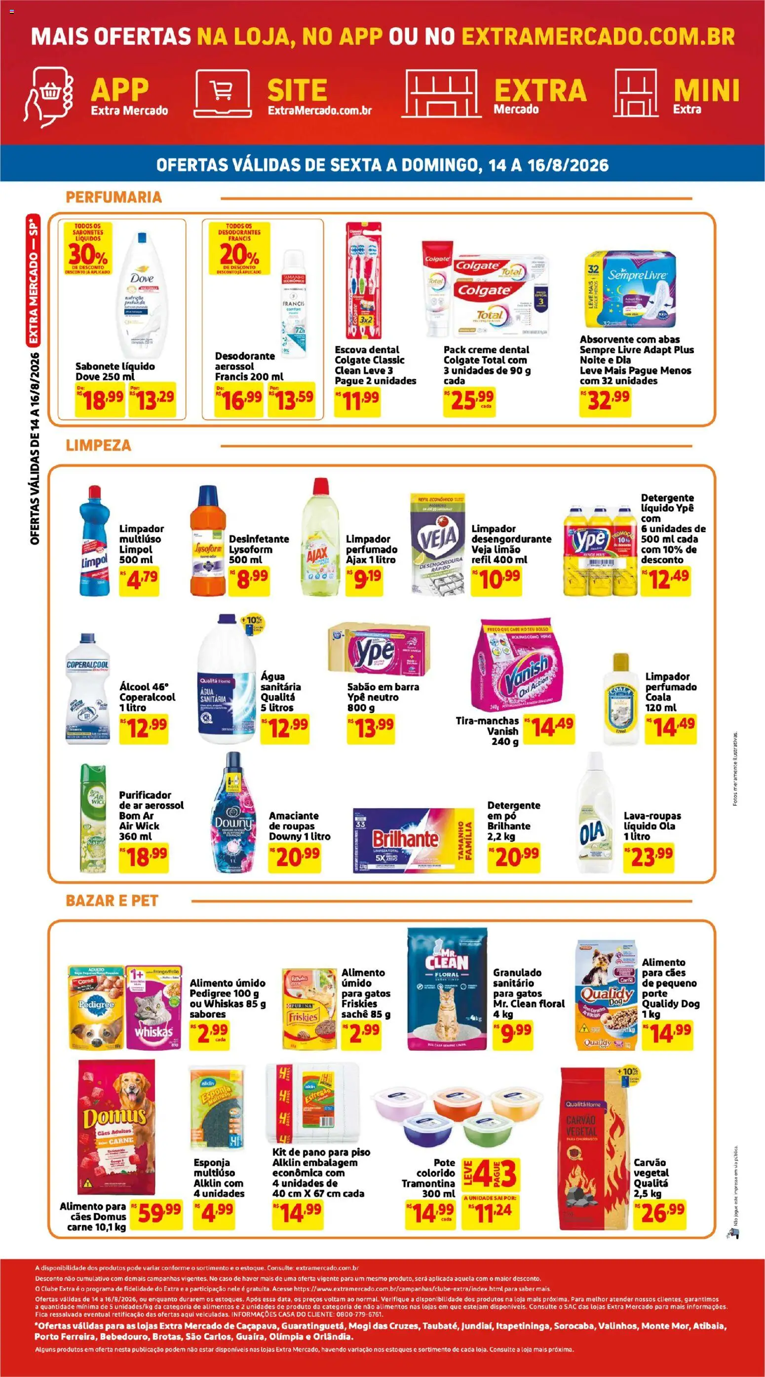 Extra Folheto - válido de 14/08/2026 | Página: 4 | Produtos: Esponja, Roupas, Água, Esfregão