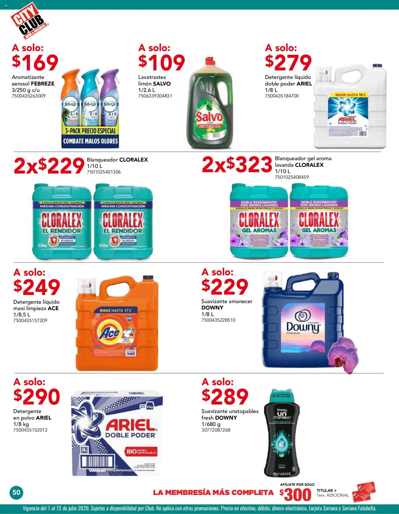 Nuevas ofertas de City Club válidas en toda la República Mexicana desde el 01/07/2026. ¡Encuentra las mejores ofertas en City Club catálogo! | Página: 50 | Productos: Detergente, Limón, Suavizante, Polvo