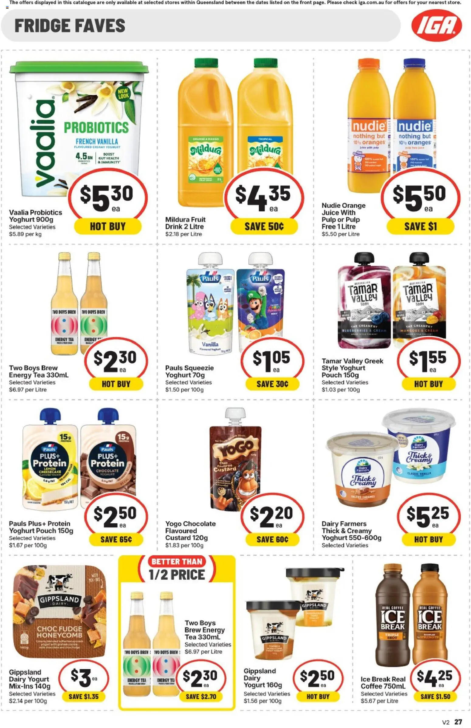 IGA catalogue - valid from 22/07/2026 | Page: 23 | Products: Yoghurt, Juice, Tea, Fridge