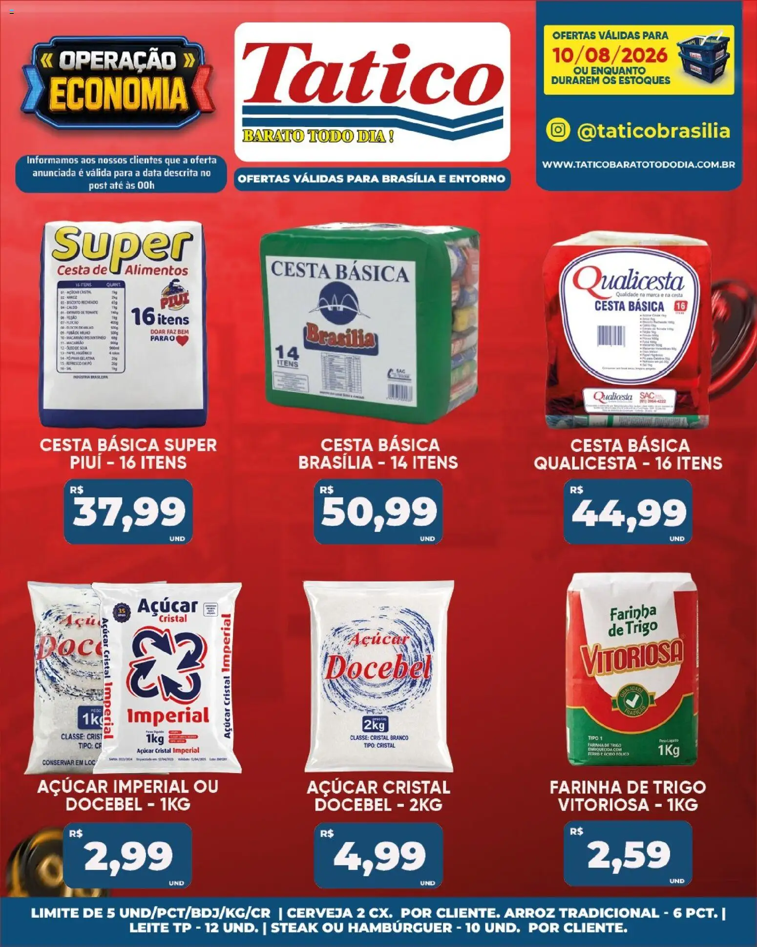Tatico Folheto - válido de 10/08/2026 | Página: 16 | Produtos: Farinha, Steak, Arroz, Hambúrguer