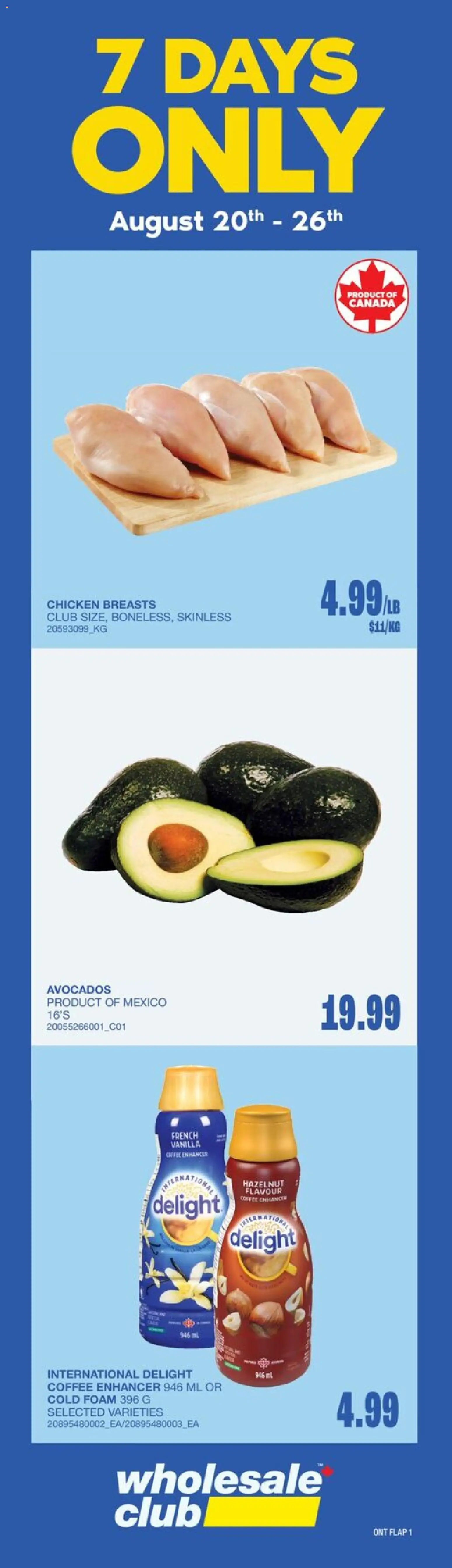 Wholesale Club flyer valid from Aug 20, 2026 | Page: 2 | Products: Chicken breasts, Foam, Vanilla, Chicken