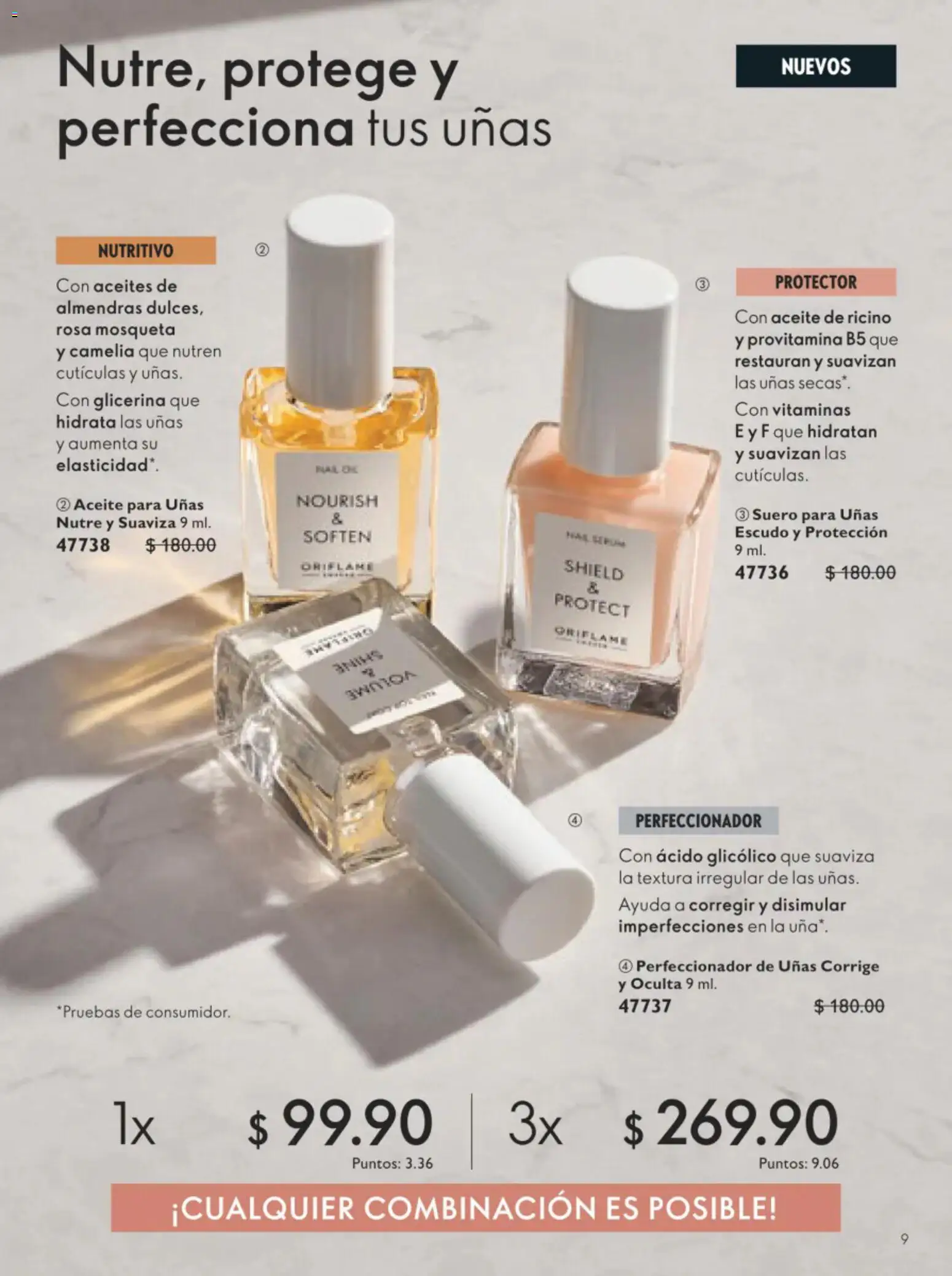 Nuevas ofertas de Oriflame válidas en toda la República Mexicana desde el 11/07/2026. ¡Encuentra las mejores ofertas en Oriflame campaña 10 2026! | Página: 9 | Productos: Almendras, Aceite, Perfeccionador, Vitaminas