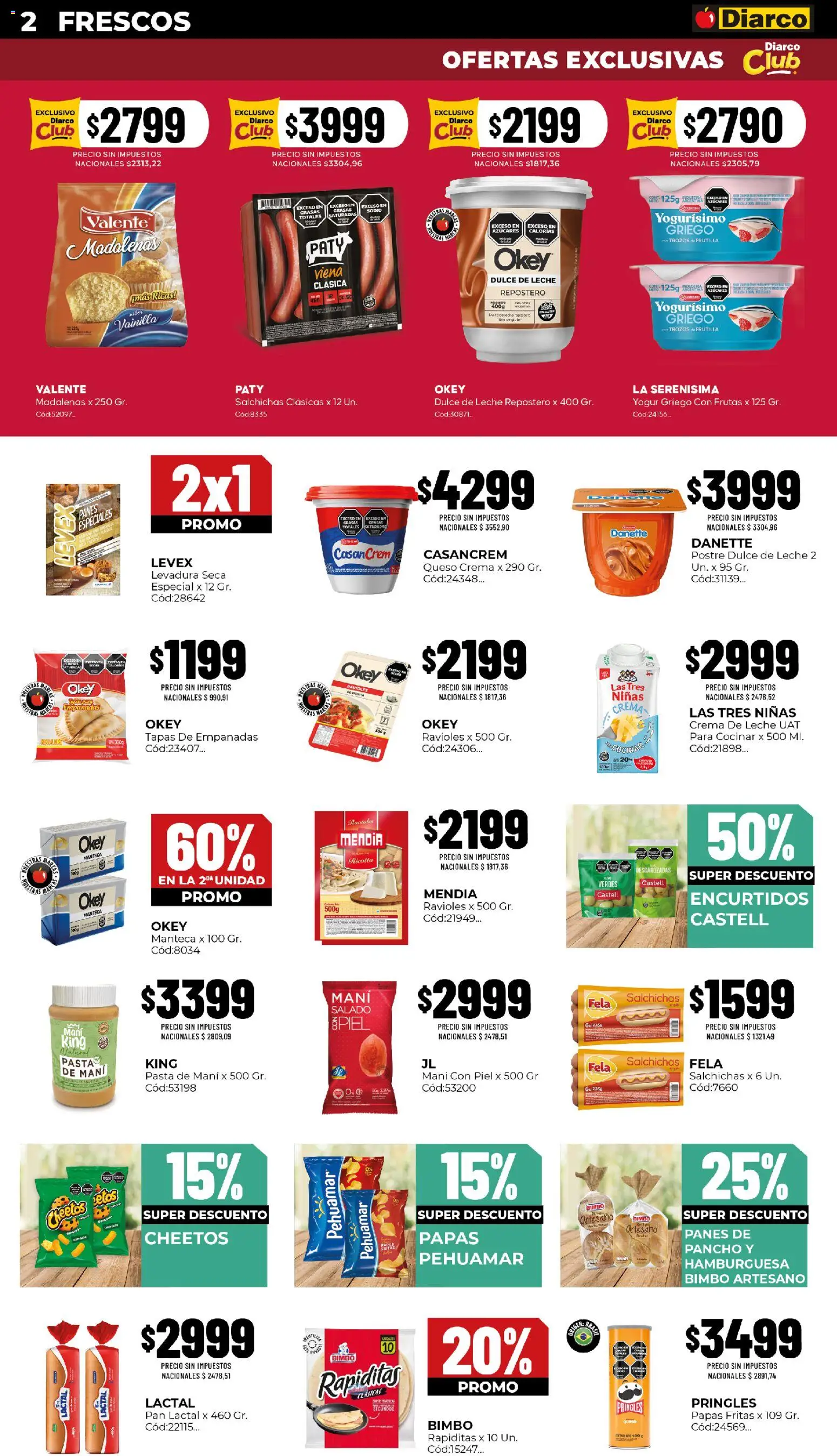 Diarco - Ofertas Pueblo Interior │ válido desde el 10/08/2026 | Página: 2 | Productos: Mani, Manteca, Ravioles, Postre