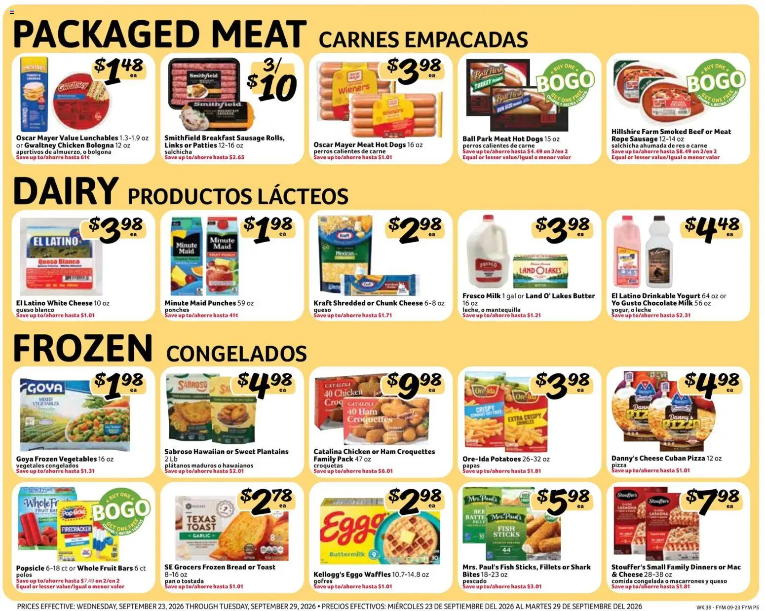 Fresco y Más Weekly Ad - valid from 09/23/2026 | Page: 5 | Products: Waffles, Turkey, Ham, Lasagna