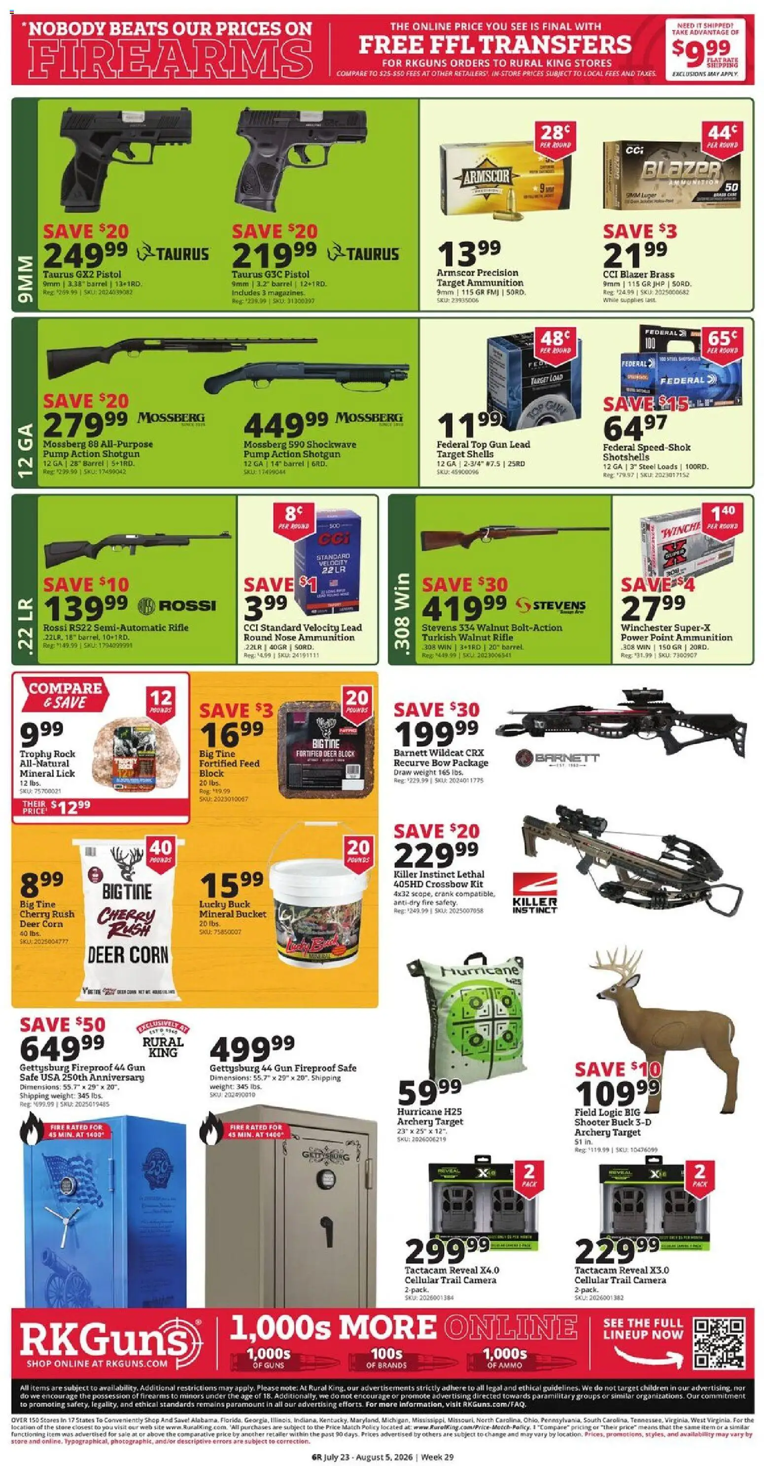 Rural King Weekly Ad - valid from 07/23/2026 | Page: 8 | Products: Bow, Shotgun, Camera, Rifle