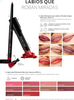 Vista previa de Lápiz Labial Hidratante Mary Kay Supreme, Labial humectante y supremo. Está formulado con ingredientes acondicionadores, como: Vitamina E y Aceite de Girasol., nuevo folleto de la tienda, válido en México a partir del 01.05.2026 | Página: 26