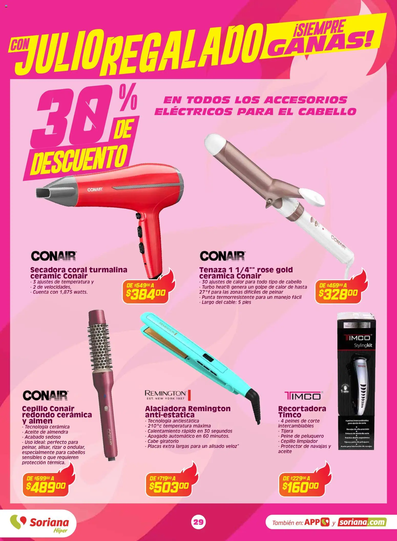 Nuevas ofertas de Soriana válidas en toda la República Mexicana desde el 03.06.2026. ¡Encuentra las mejores ofertas en Soriana Con Julio Regalado siempre ganas Híper Nacional! | Página: 28 | Productos: Tijera, Almendra, Limpiador, Peine