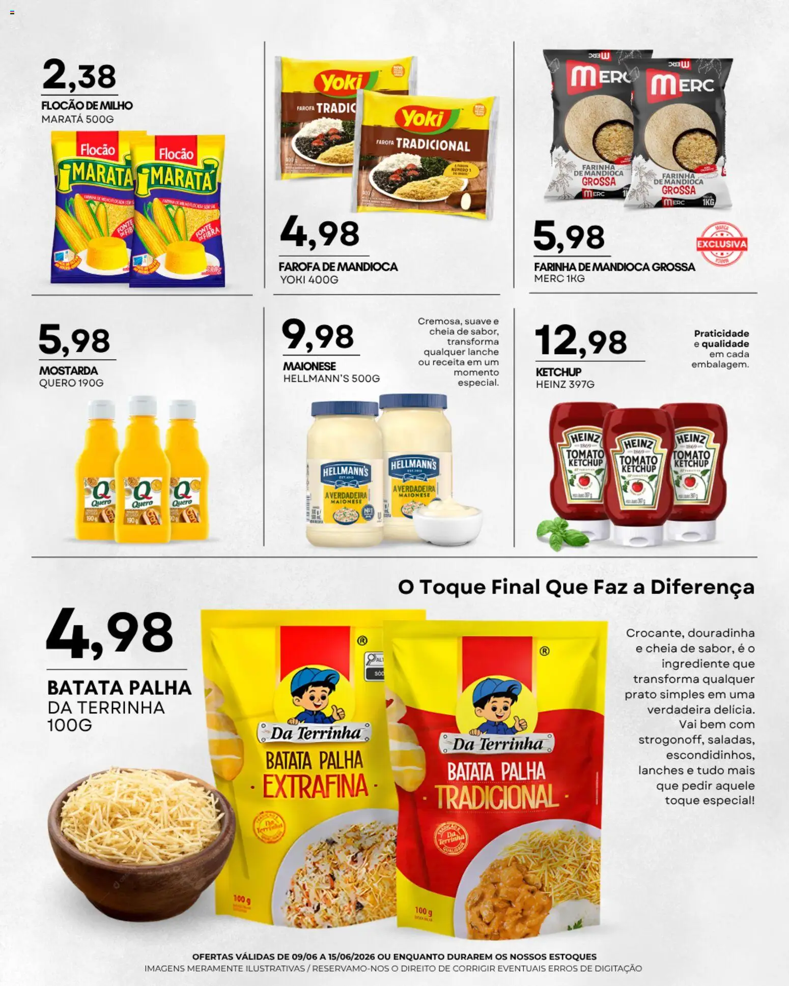 Mercadão Atacadista Folheto - válido de 09.06.2026 | Página: 5 | Produtos: Farinha de mandioca, Ketchup, Batata, Farofa