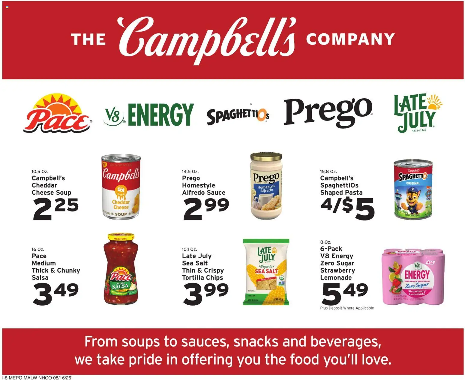 Hannaford Ad - valid from 08/16/2026 | Page: 16 | Products: Soups, Cheese, Chips, Tortilla chips