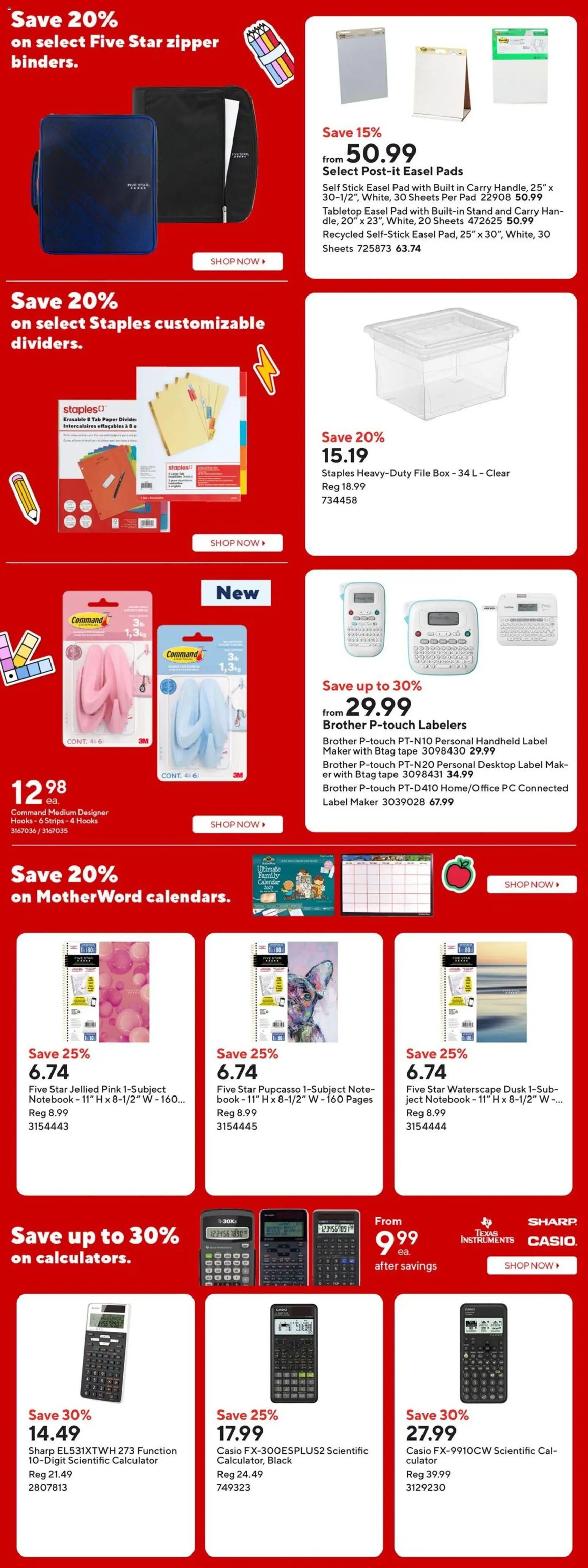 Staples flyer valid from Sep 4, 2026 | Page: 4 | Products: Notebook, PC, Calculator, Strips