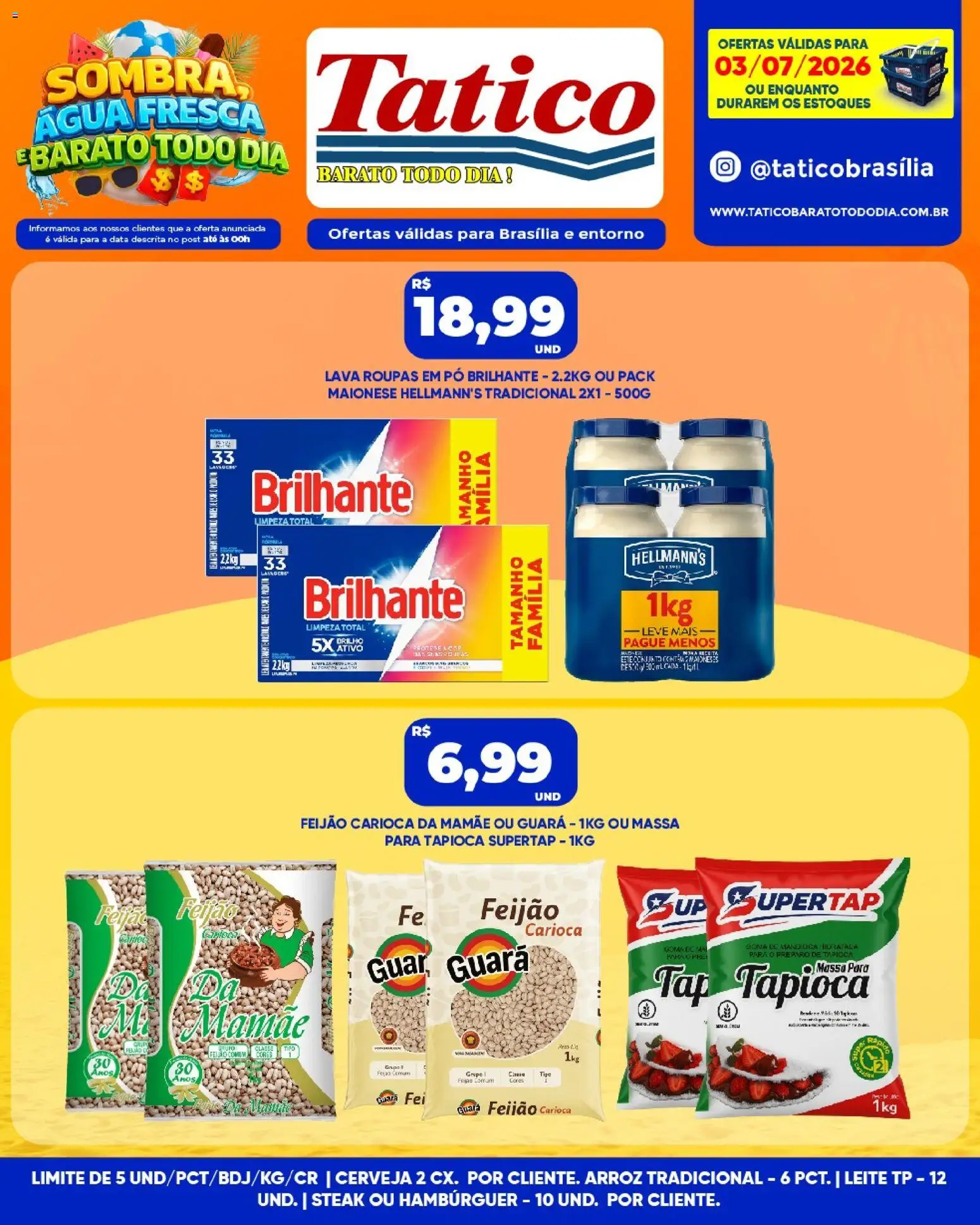 Tatico Folheto - válido de 03/07/2026 | Página: 8 | Produtos: Feijão, Leite, Cerveja, Hambúrguer