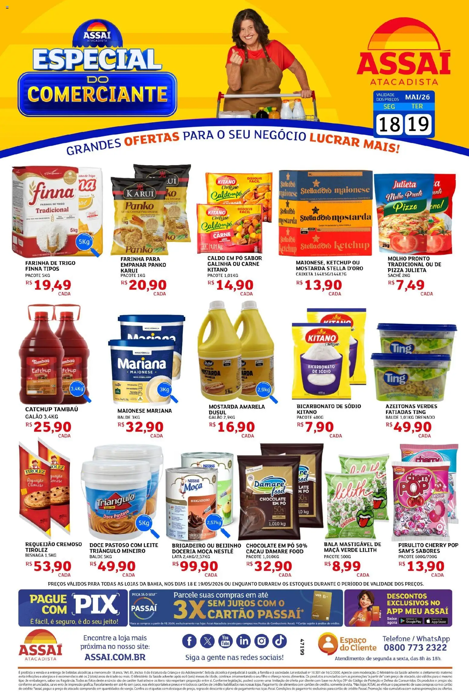 Assaí Atacadista Folheto - válido de 18.05.2026 | Página: 1 | Produtos: Azeitonas, Pó, Chocolate, Bicarbonato de sódio