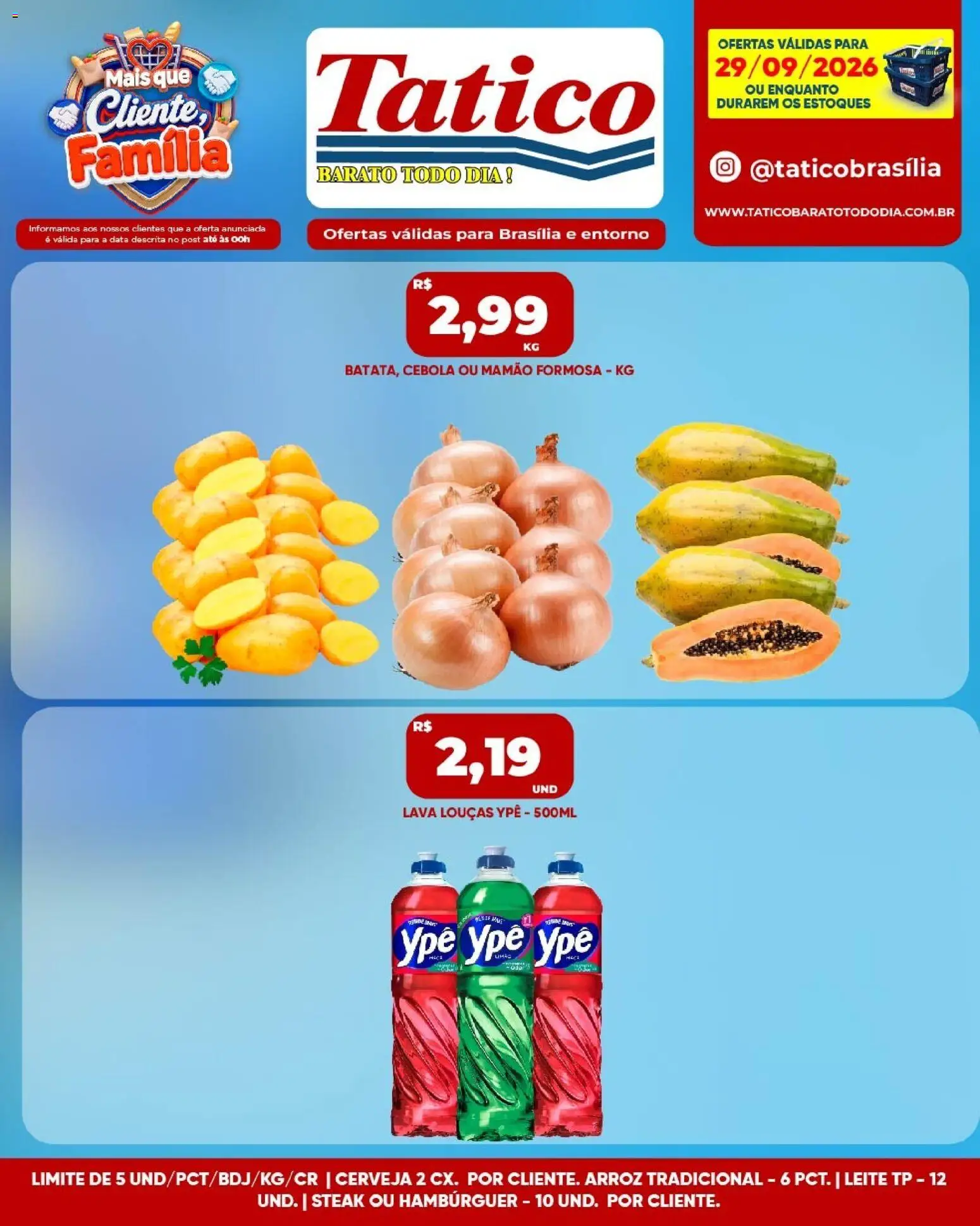 Tatico Folheto - válido de 29/09/2026 | Página: 2 | Produtos: Cerveja, Arroz, Hambúrguer, Mamão