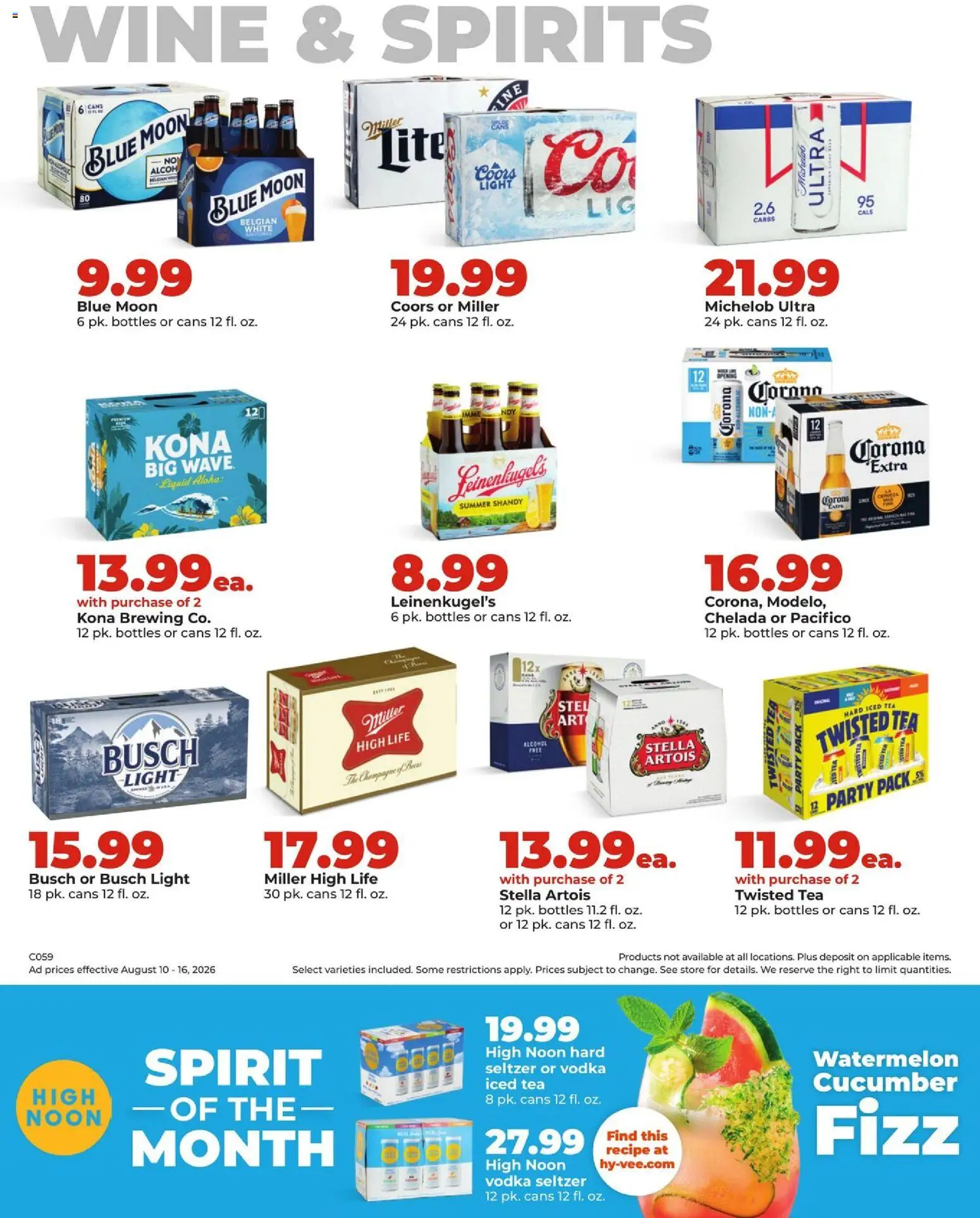 HyVee Weekly Ad - valid from 08/10/2026 | Page: 42 | Products: Champagne, Wine, Vodka, Iced tea