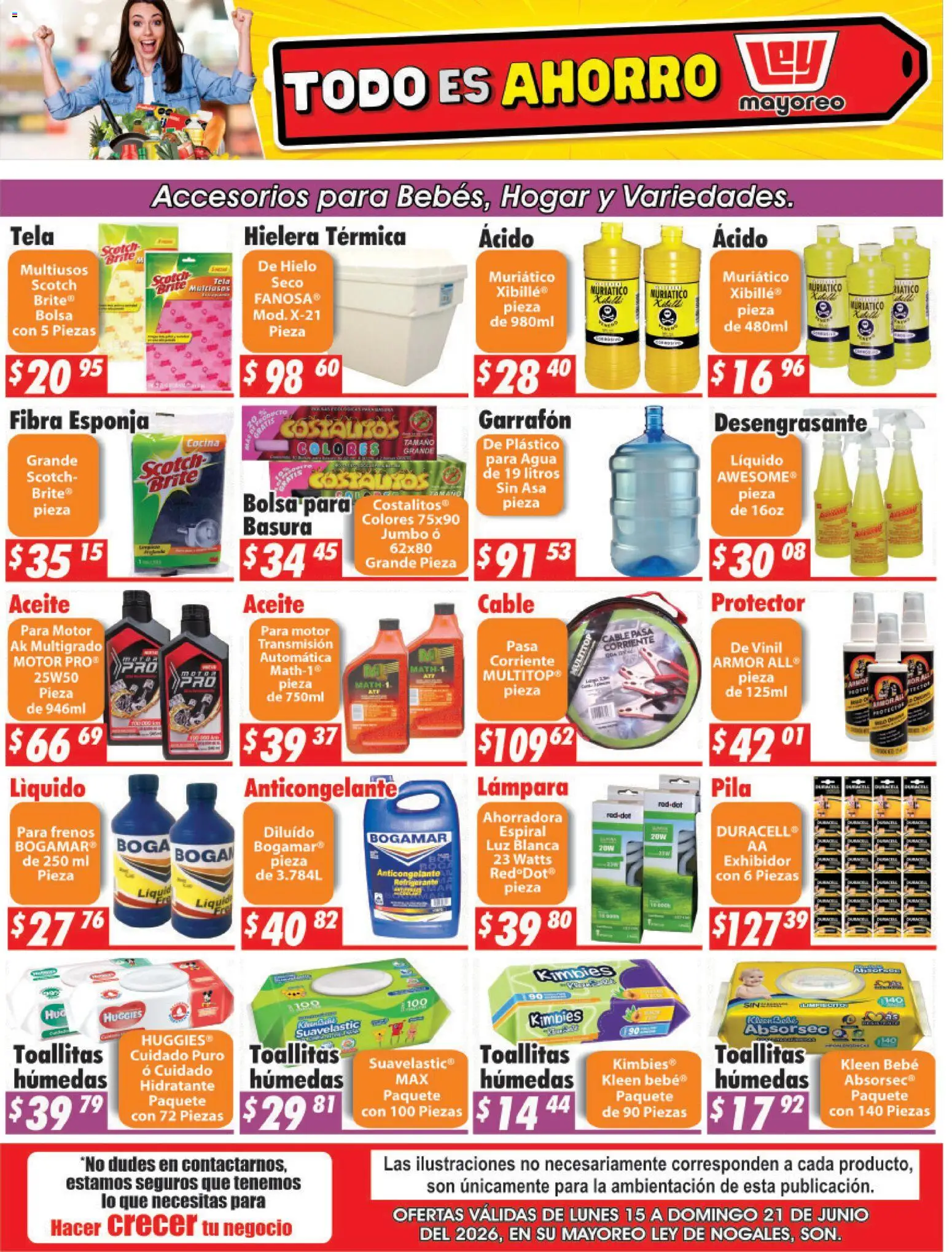 Nuevas ofertas de Casa Ley válidas en toda la República Mexicana desde el 15.06.2026. ¡Encuentra las mejores ofertas en Casa Ley folleto Nogales! | Página: 1 | Productos: Agua, Toallitas húmedas, Cable, Lámpara