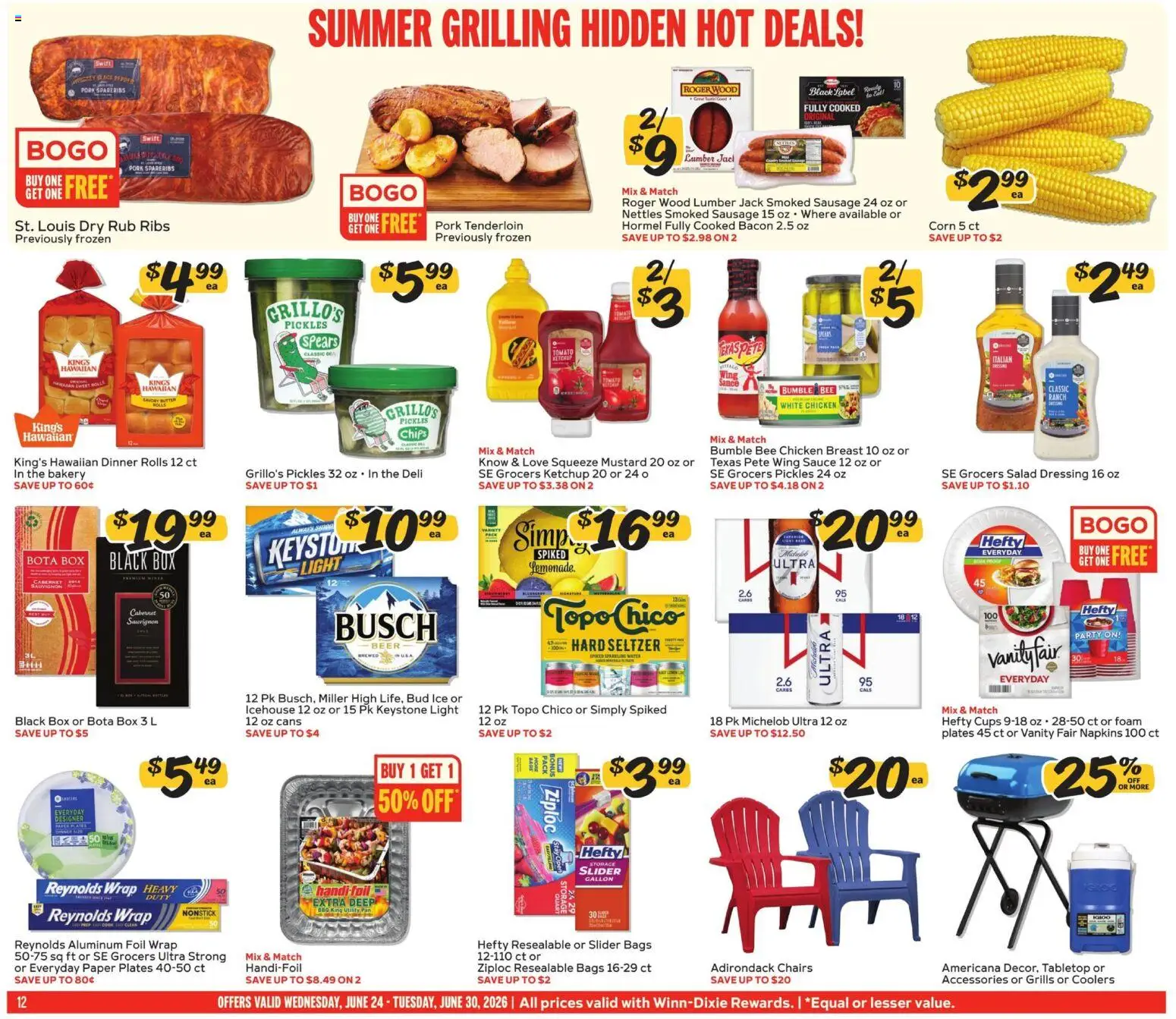 Winn Dixie Weekly Ad - valid from 06/24/2026 | Page: 12 | Products: Corn, Pan, Chips, Ketchup