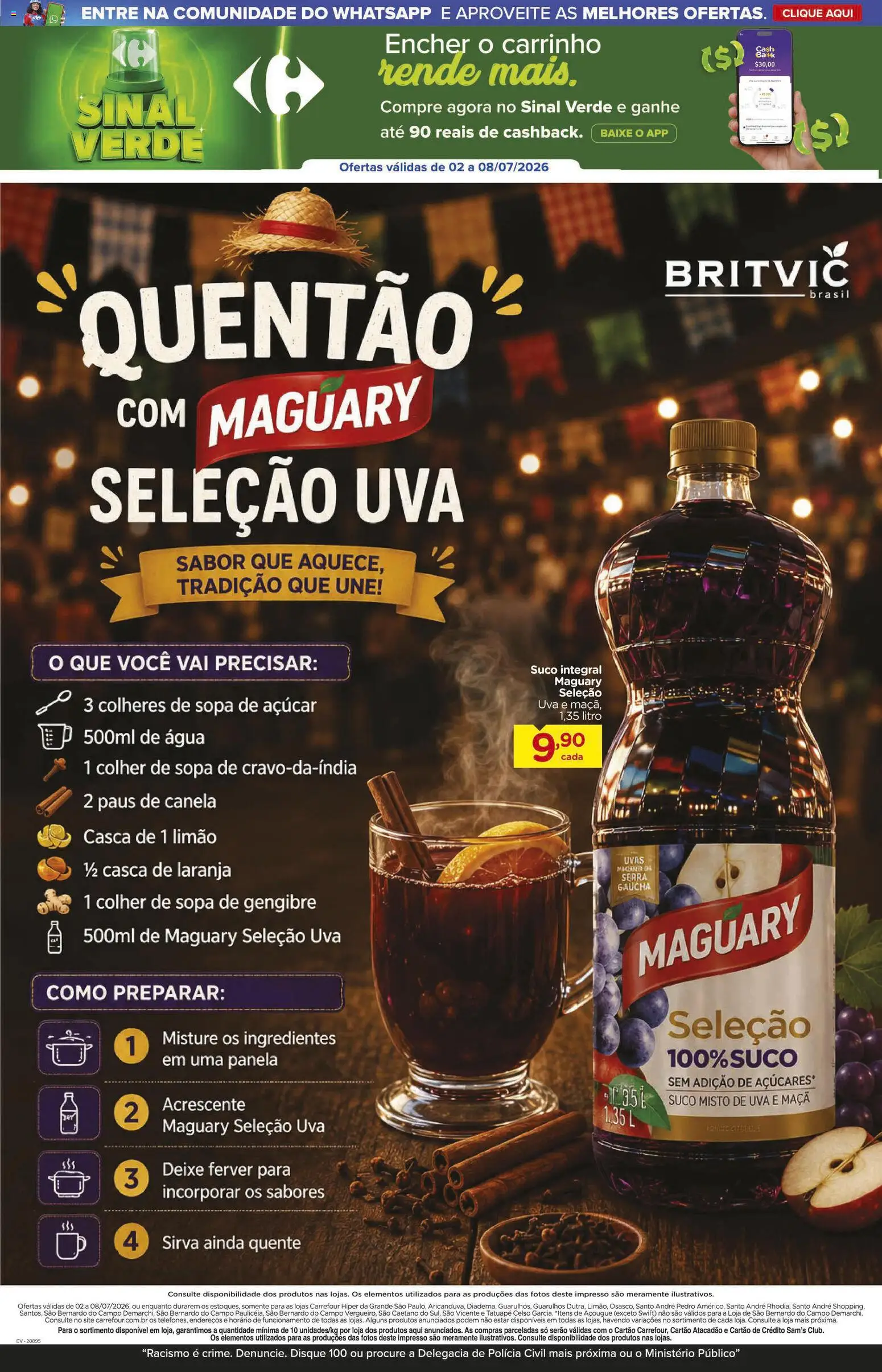 Carrefour Folheto - válido de 02/07/2026 | Página: 2 | Produtos: Colheres, Suco, Uvas, Canela