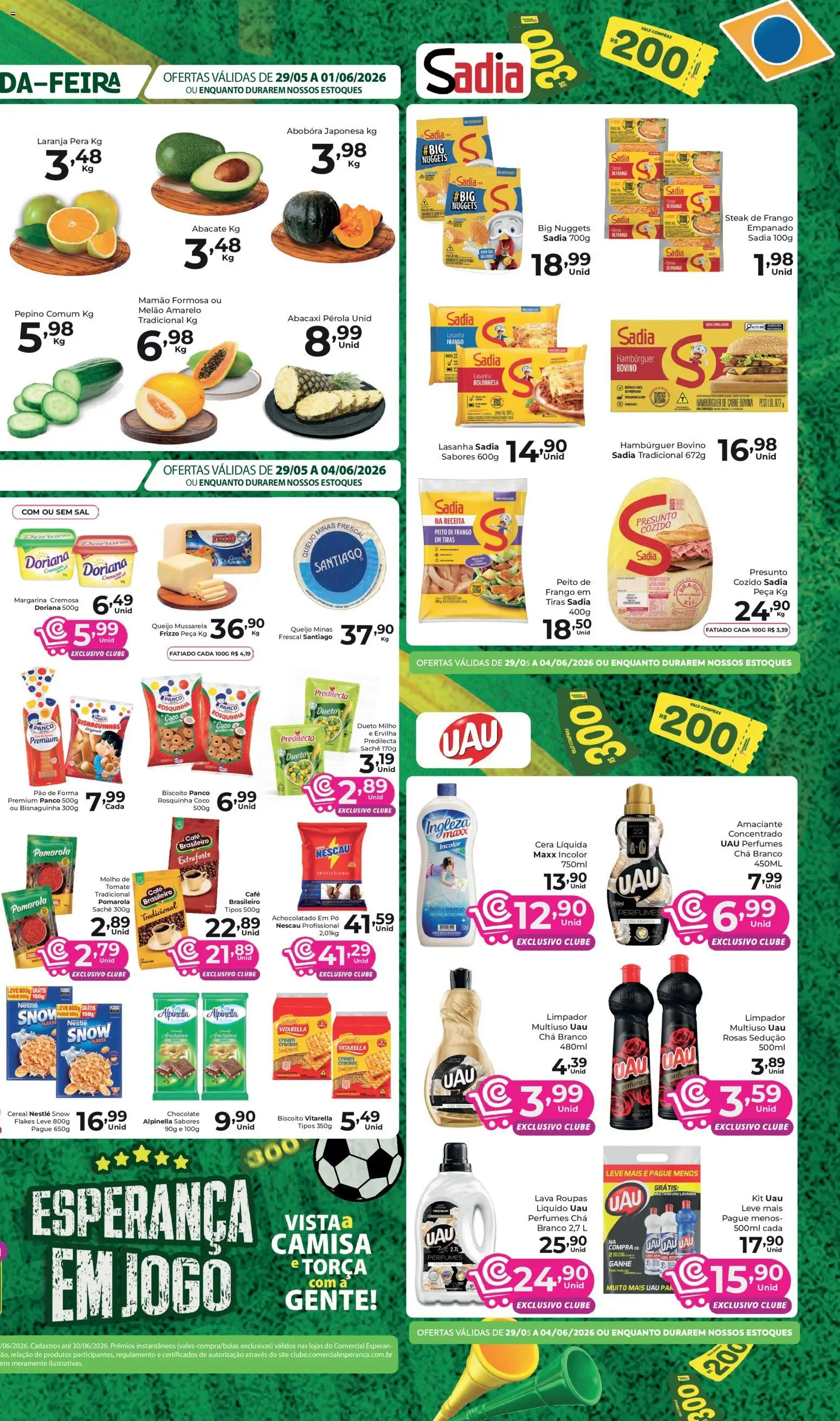 Comercial Esperança Folheto - válido de 29.05.2026 | Página: 3 | Produtos: Melão, Nescau, Mamão, Frango