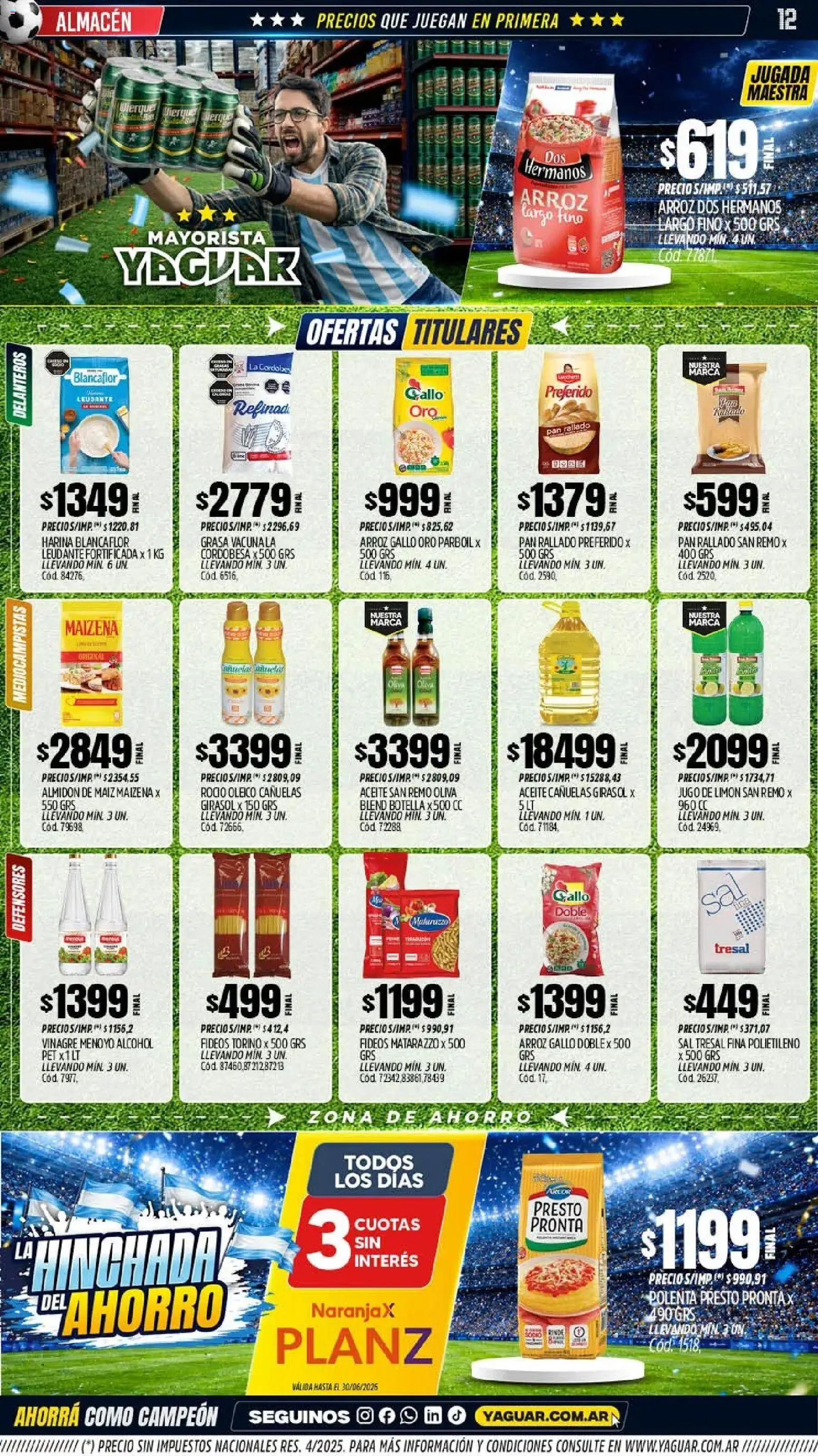 Yaguar - Oferta Semanal Córdoba │ válido desde el 15.06.2026 | Página: 11 | Productos: Vinagre, Sal, Pan, Arroz