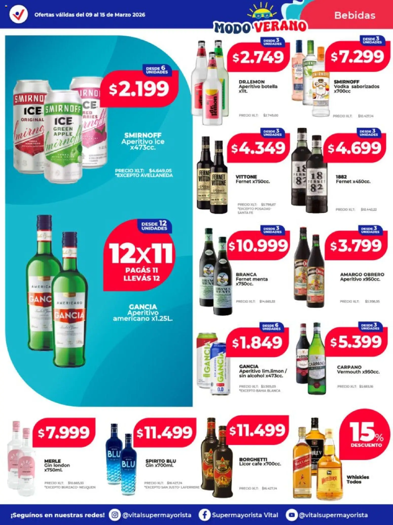 Vital ofertas │ válido desde el 09.03.2026 | Página: 17 | Productos: Botella, Gin, Fernet, Café