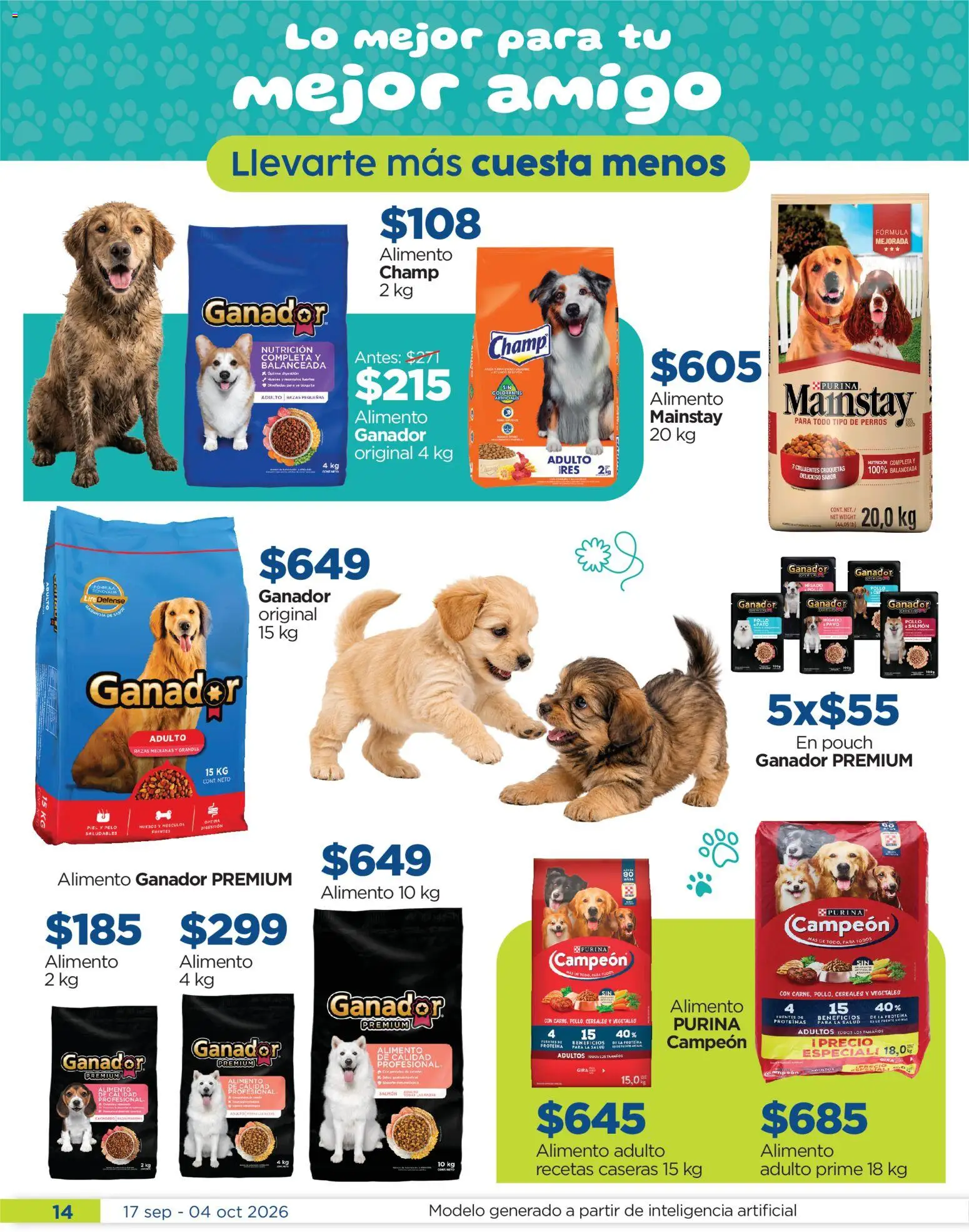 Nuevas ofertas de Chedraui válidas en toda la República Mexicana desde el 17/09/2026. ¡Encuentra las mejores ofertas en Chedraui folleto Cuida lo que más amas! | Página: 14 | Productos: Pollo, Croquetas, Hígado, Cereales