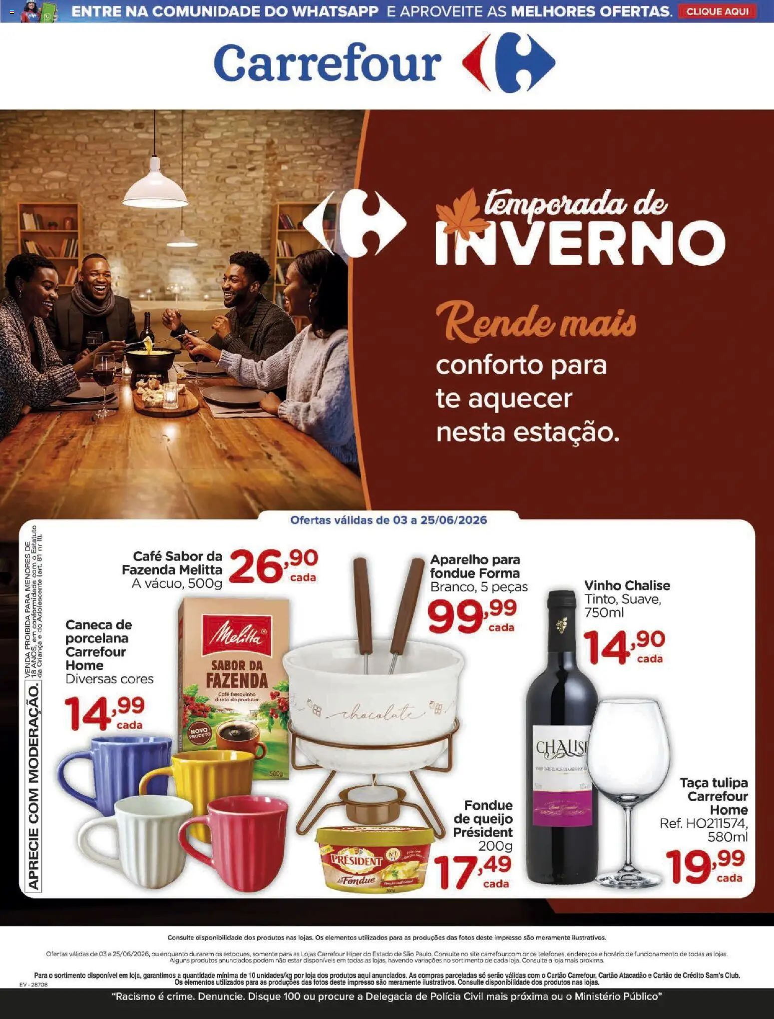 Carrefour Folheto - válido de 03.06.2026 | Página: 1 | Produtos: Queijo, Caneca, Chocolate, Vinho