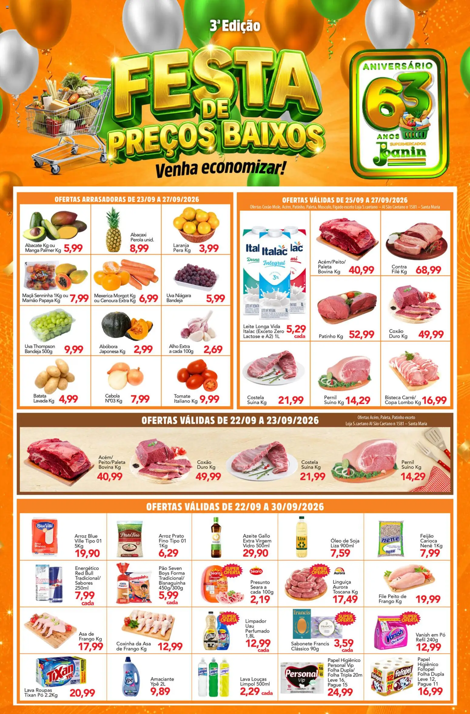 Supermercados Joanin Folheto - válido de 22/09/2026 | Página: 1 | Produtos: Pera, Pó, Cenoura, Azeite