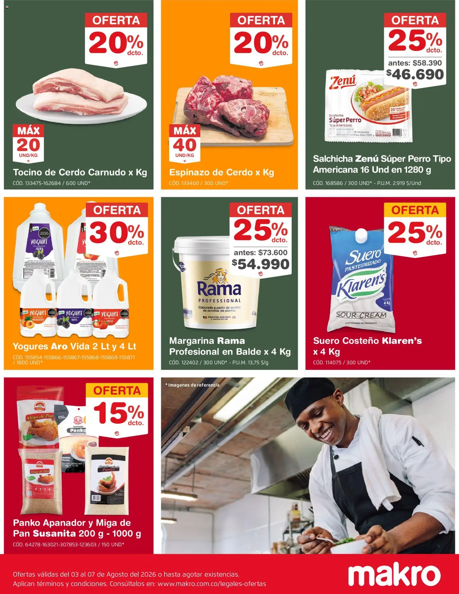 Makro revista - valida desde el 03/08/2026 | Página: 3 | Productos: Cerdo, Salchicha, Semillas, Pan