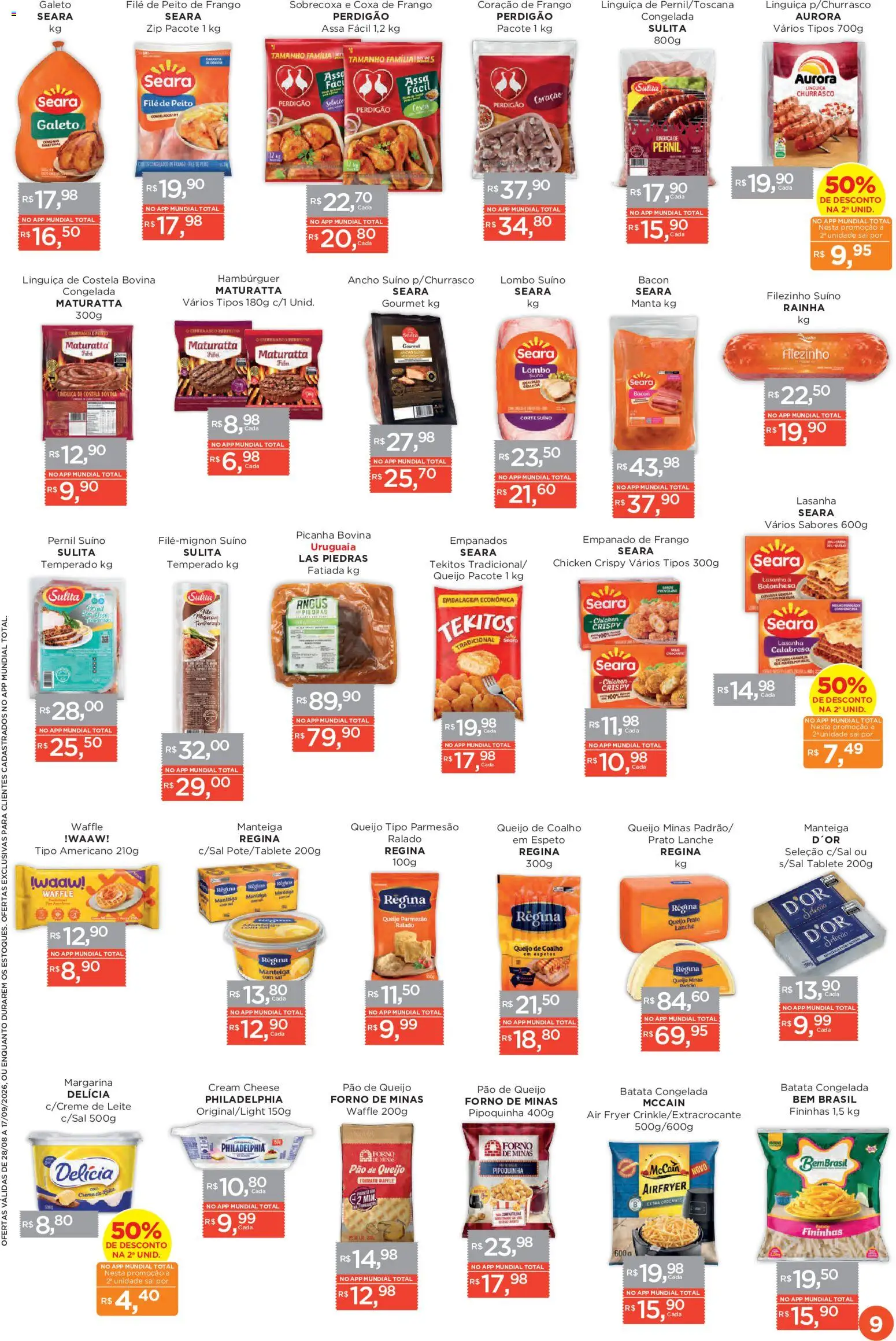 Mundial Folheto - válido de 20/08/2026 | Página: 11 | Produtos: Costela bovina, Lombo, Pão, Bacon