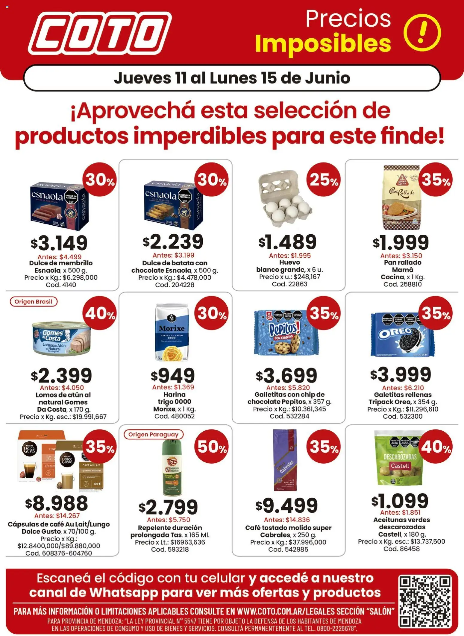 Coto - Salon Productos Motivo B │ válido desde el 11.06.2026 | Página: 1 | Productos: Batata, Aceitunas, Atún, Chocolate