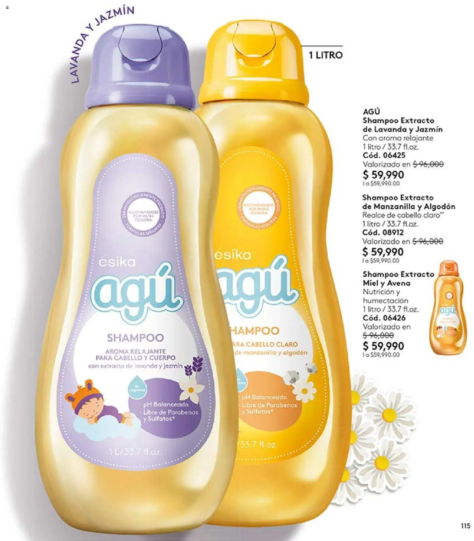 Ésika revista - valida desde el 24.04.2026 | Página: 115 | Productos: Algodón, Avena, Shampoo