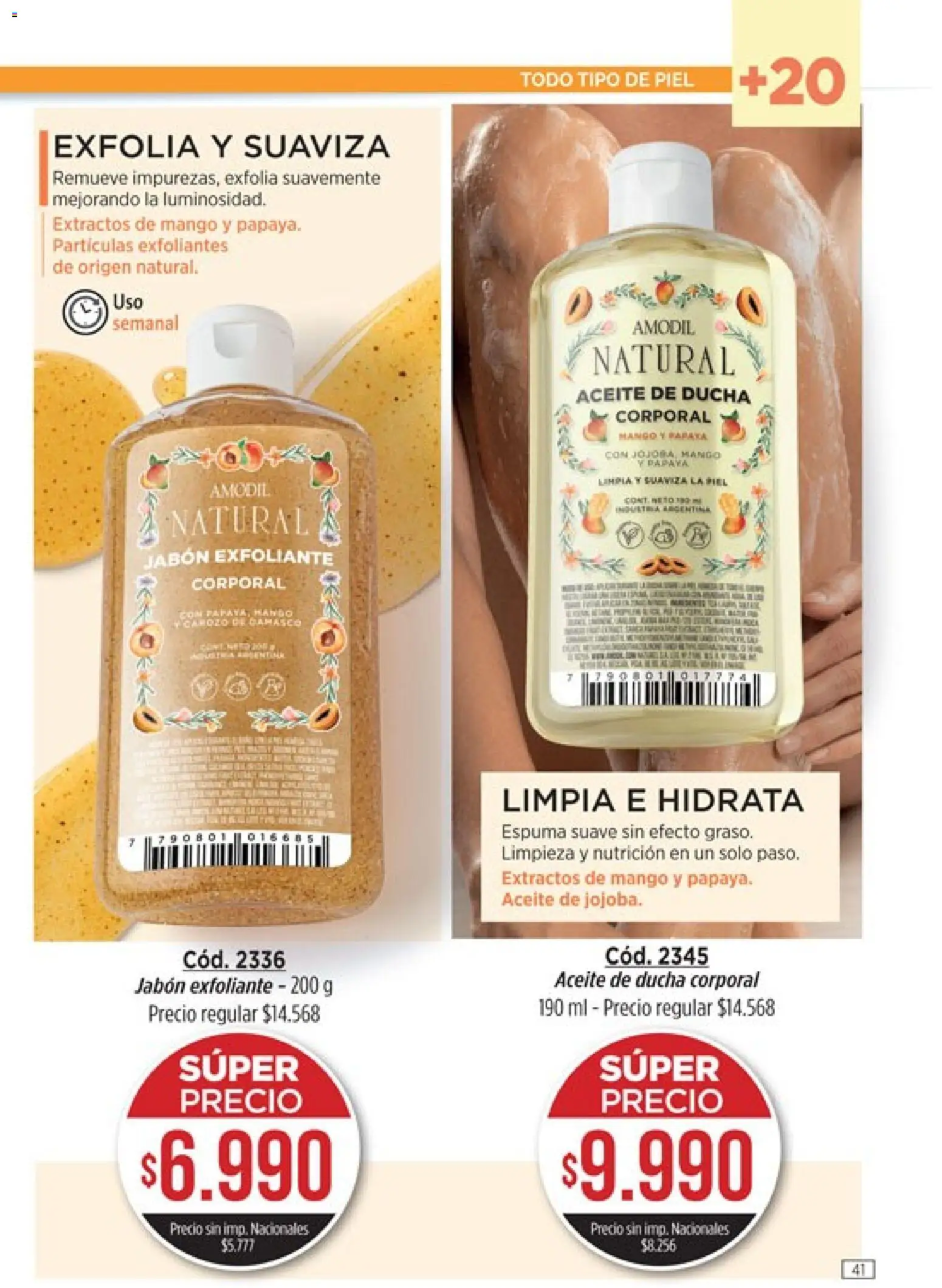 Catálogo Amodil Campaña 16 │ válido desde el 19/09/2026 | Página: 41 | Productos: Exfoliante, Exfoliante corporal, Espuma, Mango