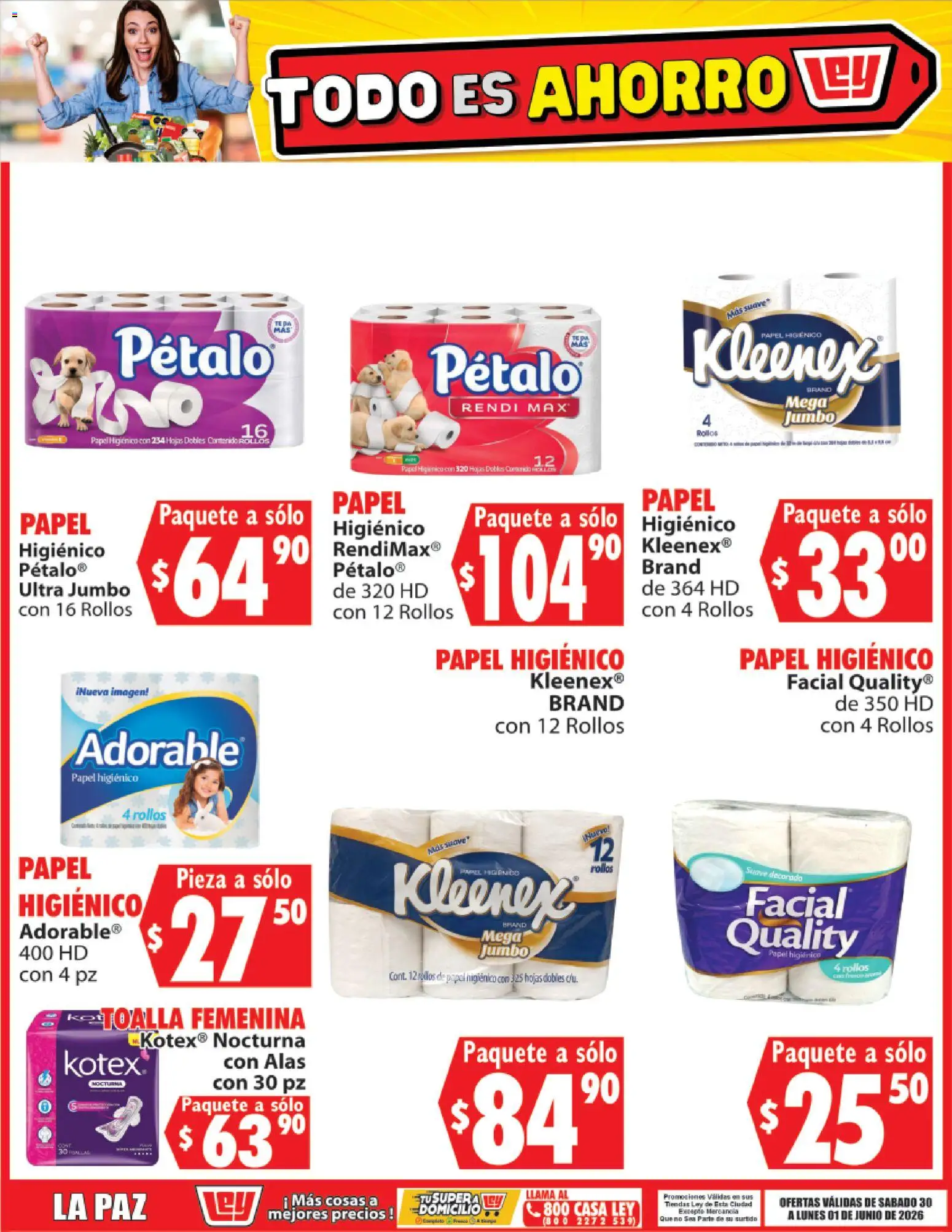 Nuevas ofertas de Casa Ley válidas en toda la República Mexicana desde el 30.05.2026. ¡Encuentra las mejores ofertas en Casa Ley folleto Todo es ahorro! | Página: 10 | Productos: Papel higiénico