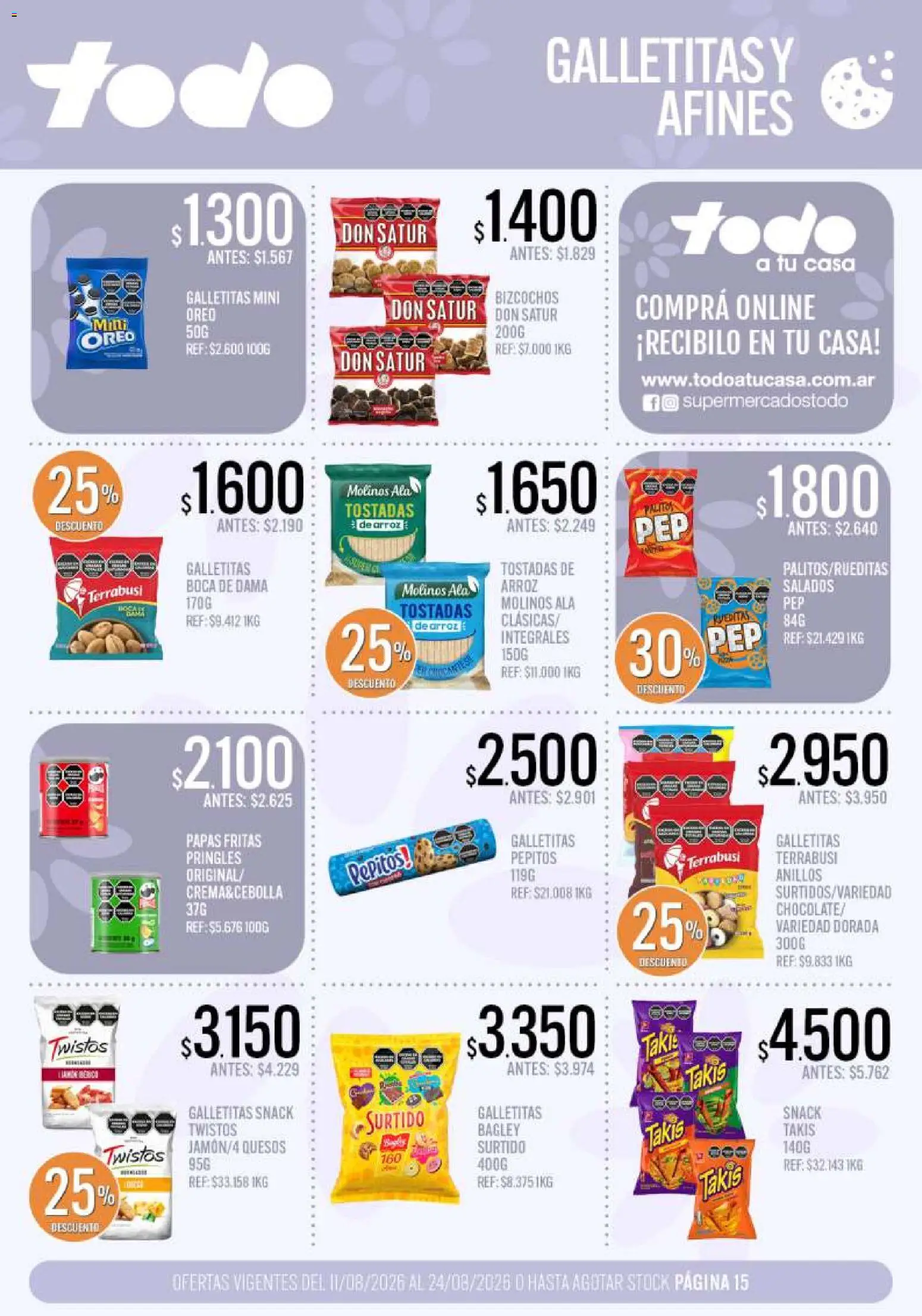 Supermercados TODO - Ofertas │ válido desde el 11/08/2026 | Página: 15 | Productos: Papas, Tostadas, Papas fritas, Bizcochos