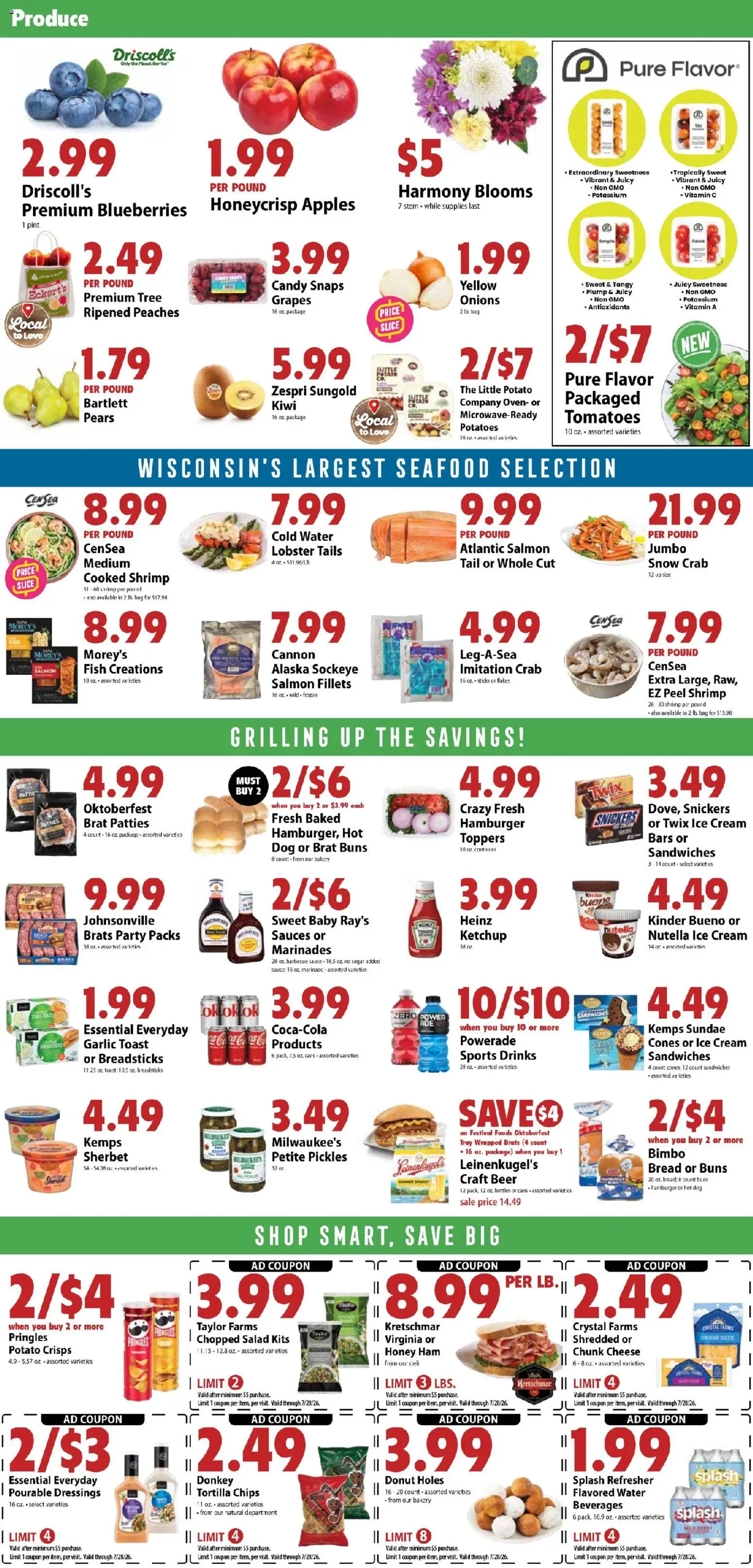 Festival Foods Weekly Ad - valid from 07/22/2026 | Page: 2 | Products: Fish, Flakes, Potatoes, Seafood