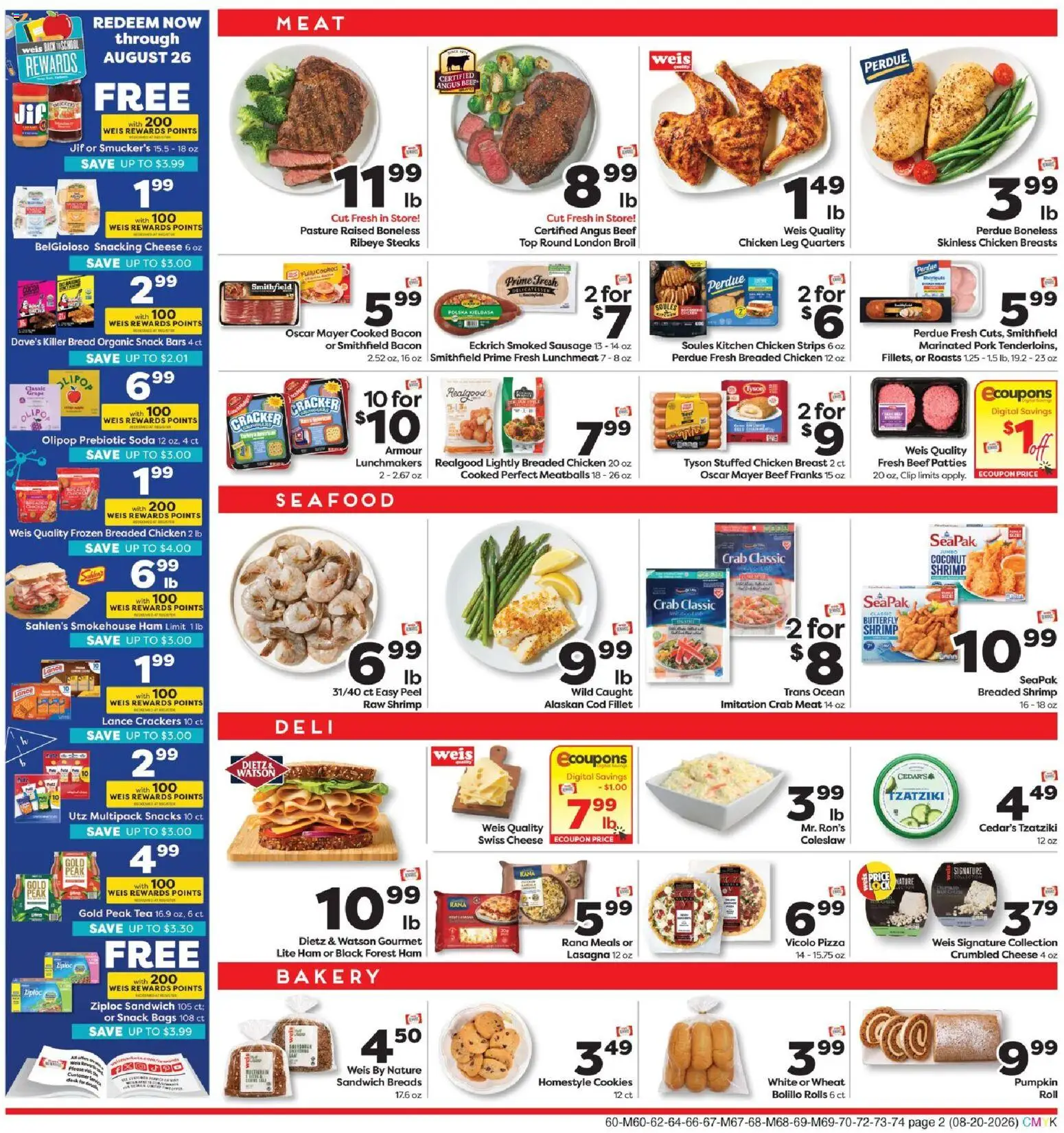 Weis Grand Opening - valid from 08/20/2026 | Page: 6 | Products: Bakery, Chicken, Bacon, Sausage