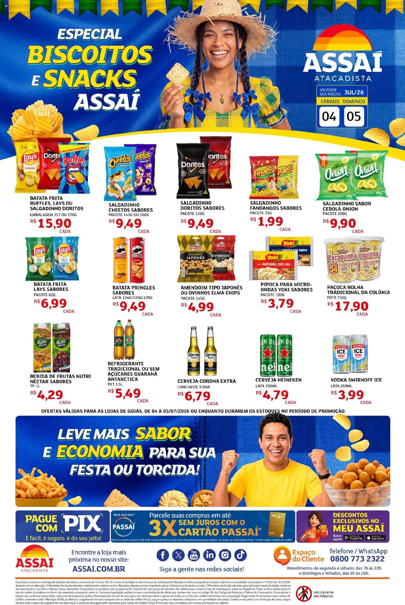 Assaí Atacadista Folheto - válido de 04/07/2026 | Página: 1 | Produtos: Manteiga, Base, Vodka, Telefone