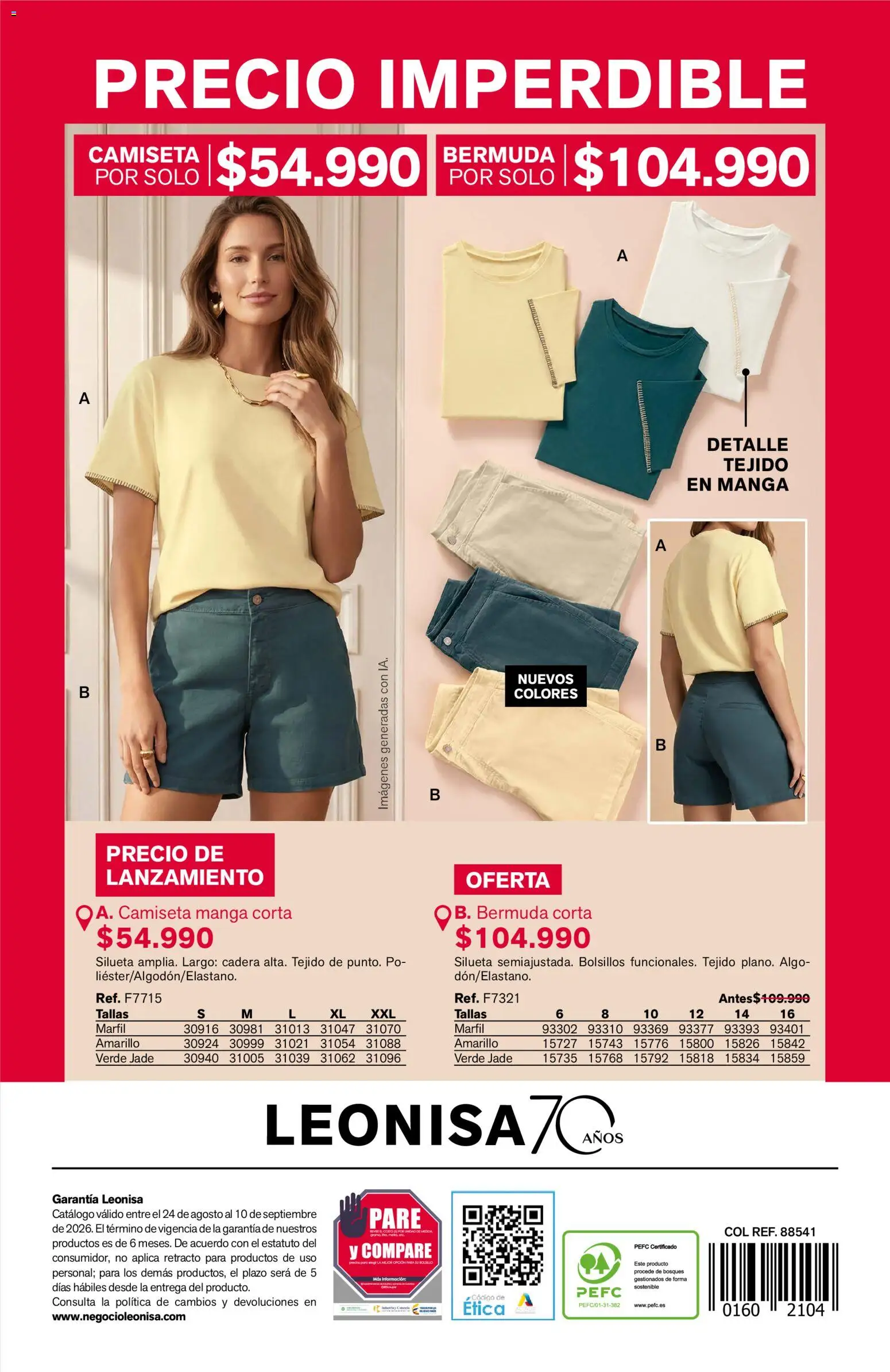 Leonisa revista - valida desde el 24/08/2026 | Página: 212 | Productos: Bolsillos, Bermuda, Camiseta
