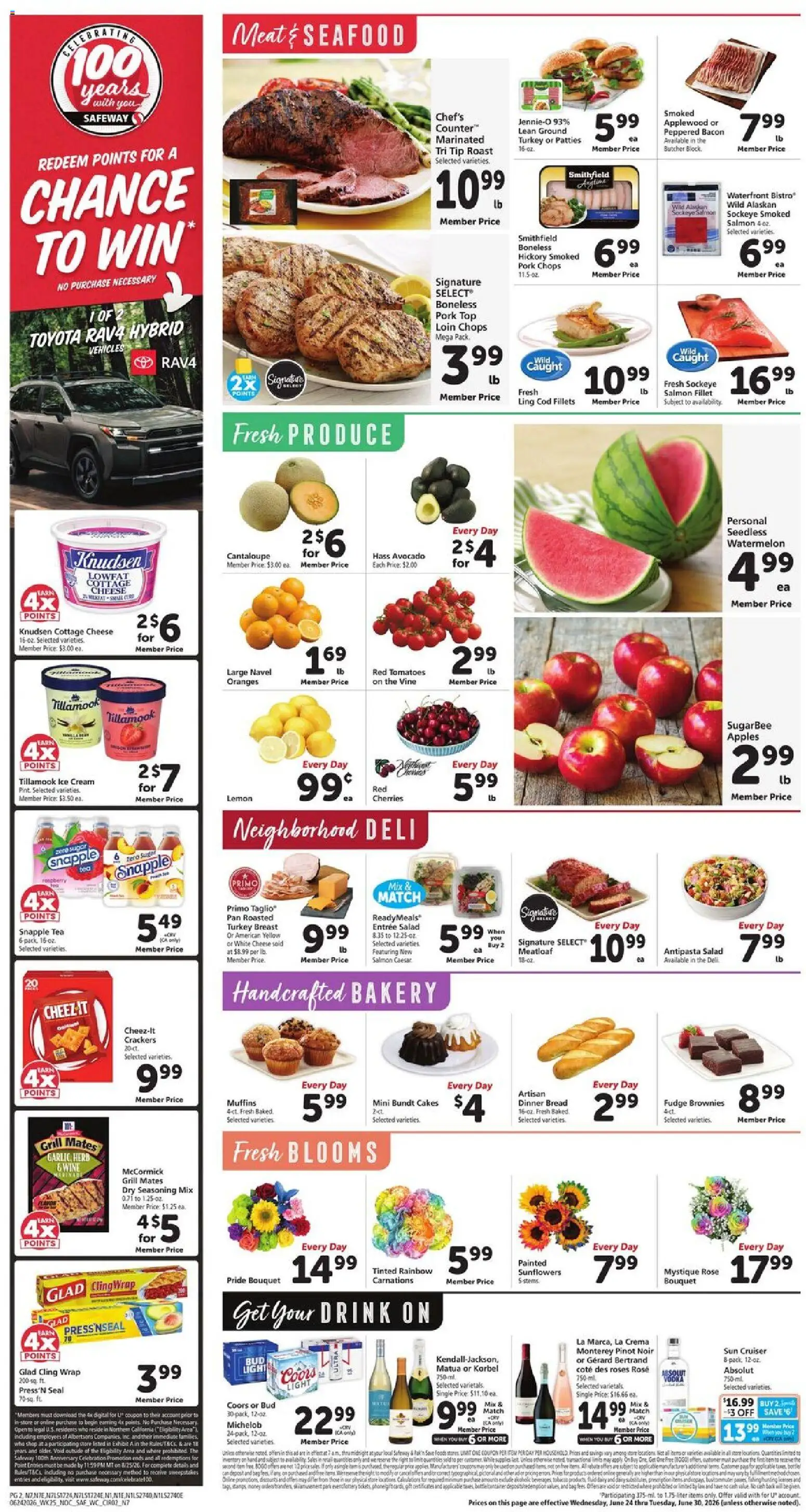 Safeway Weekly Ad - valid from 06/24/2026 | Page: 4 | Products: Cheese, Pork, Oranges, Sugar