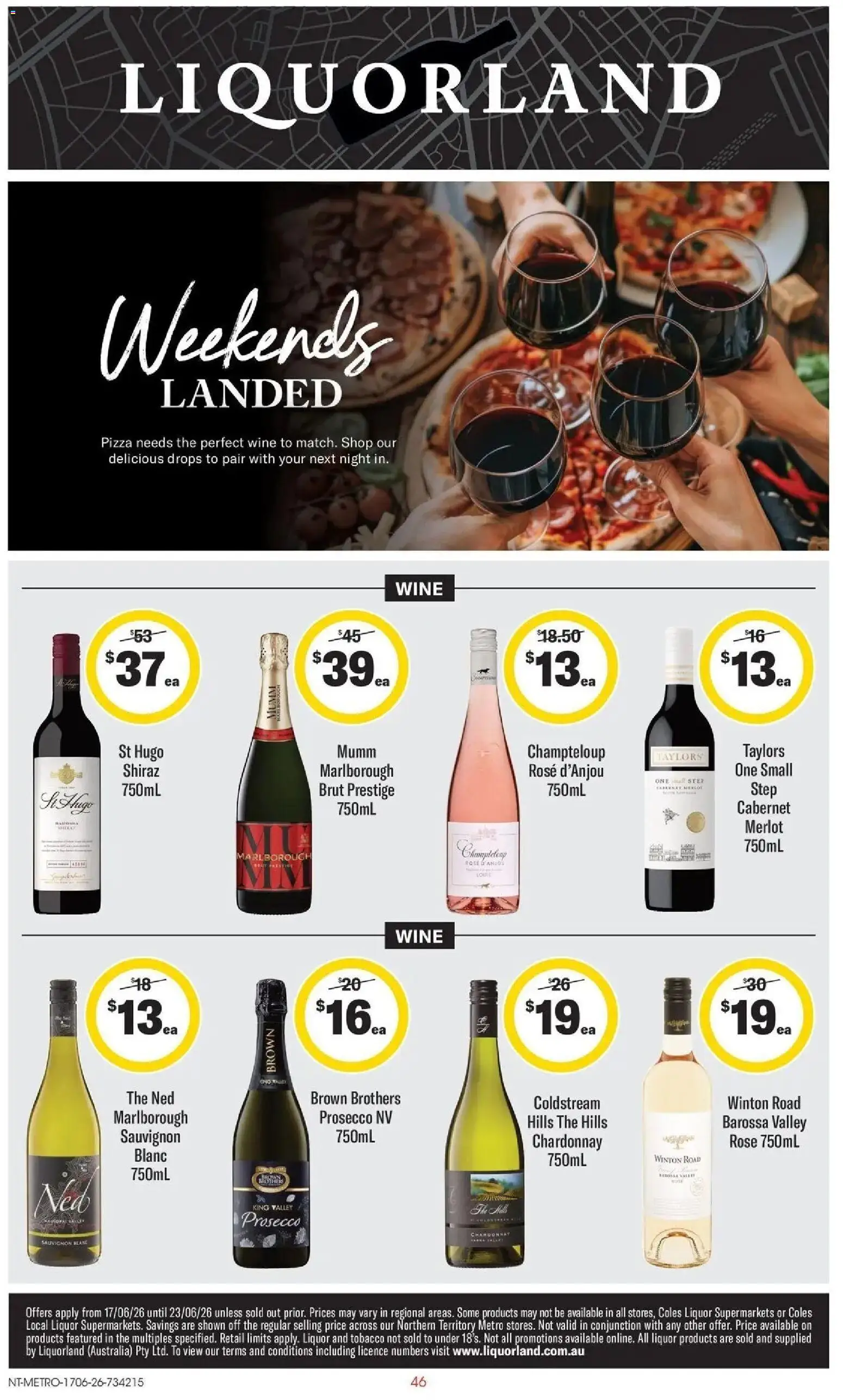Coles catalogue - valid from 16.06.2026 | Page: 46 | Products: Pizza, Wine