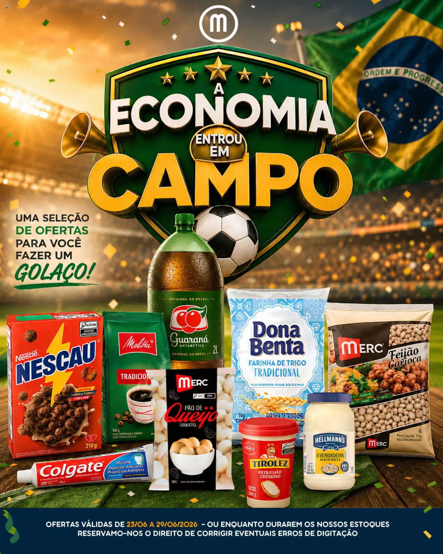 Mercadão Atacadista Folheto - válido de 23/06/2026 | Página: 1 | Produtos: Feijão, Guaraná, Farinha de trigo, Maionese