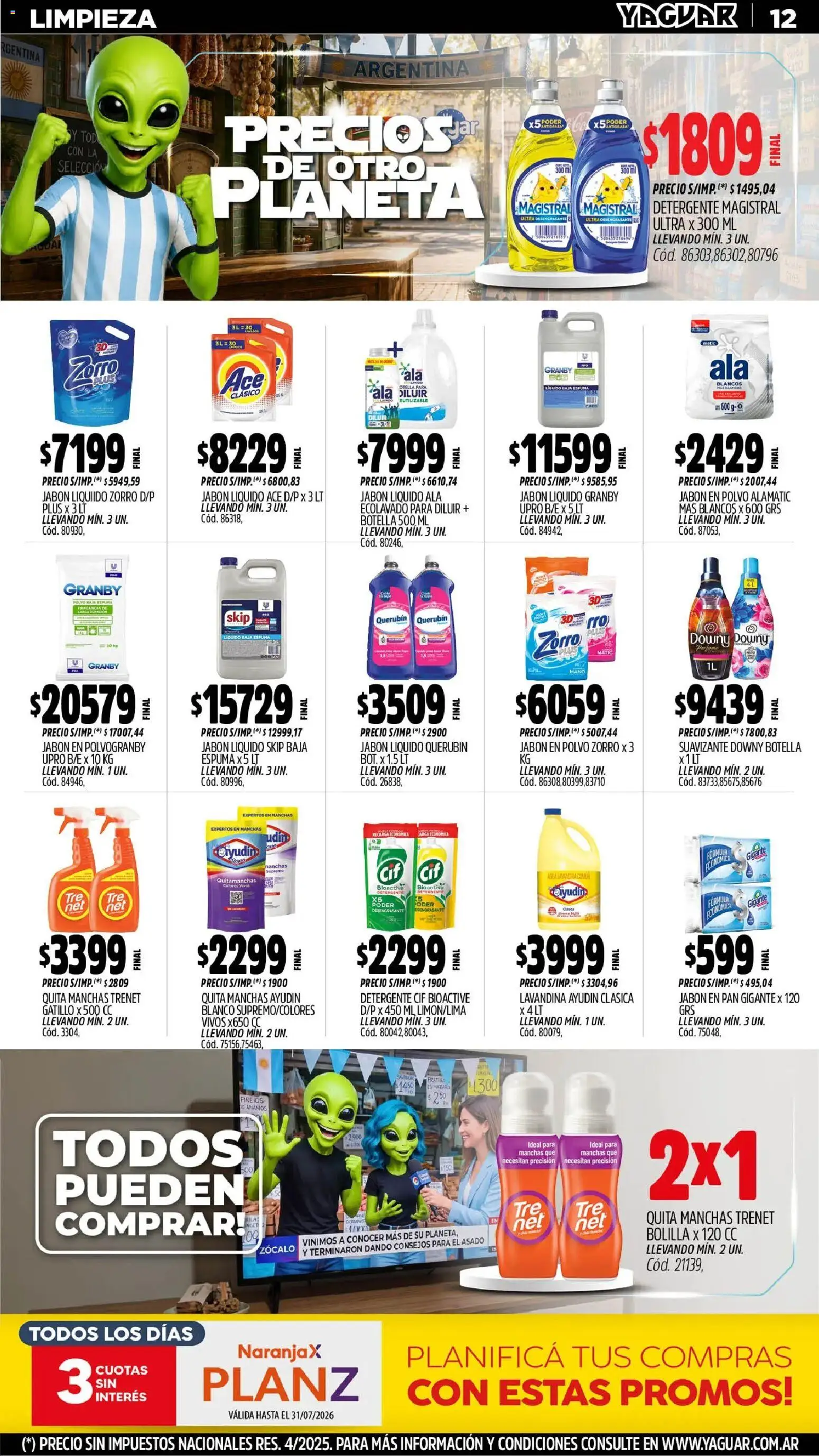Yaguar - Oferta Semanal Chaco │ válido desde el 29/06/2026 | Página: 12 | Productos: Zocalo, Botella, Jabón en polvo, Pan