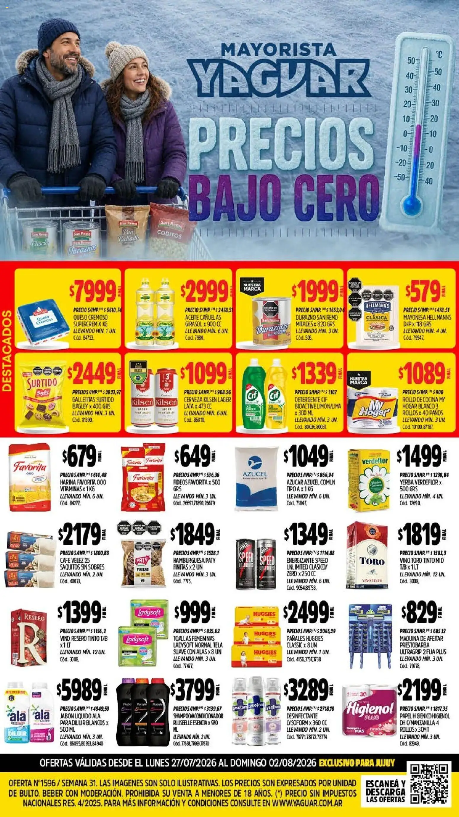 Yaguar - Oferta Semanal Jujuy │ válido desde el 27/07/2026 | Página: 1 | Productos: Cocina, Harina, Mayonesa, Cerveza