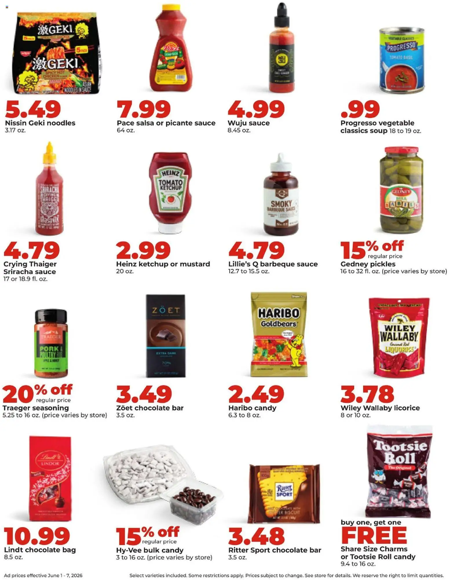 HyVee Weekly Ad - valid from 01.06.2026 | Page: 21 | Products: Chocolate, Noodles, Sauce, Bag